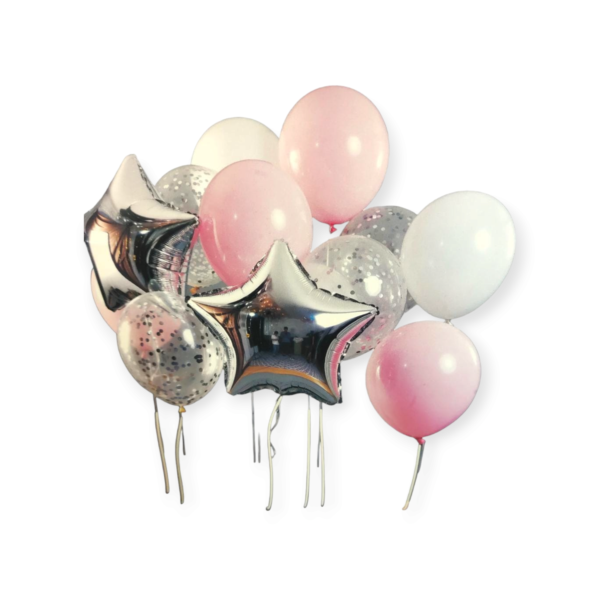 Party Latex Balloon Silver & Pink 13pc Set