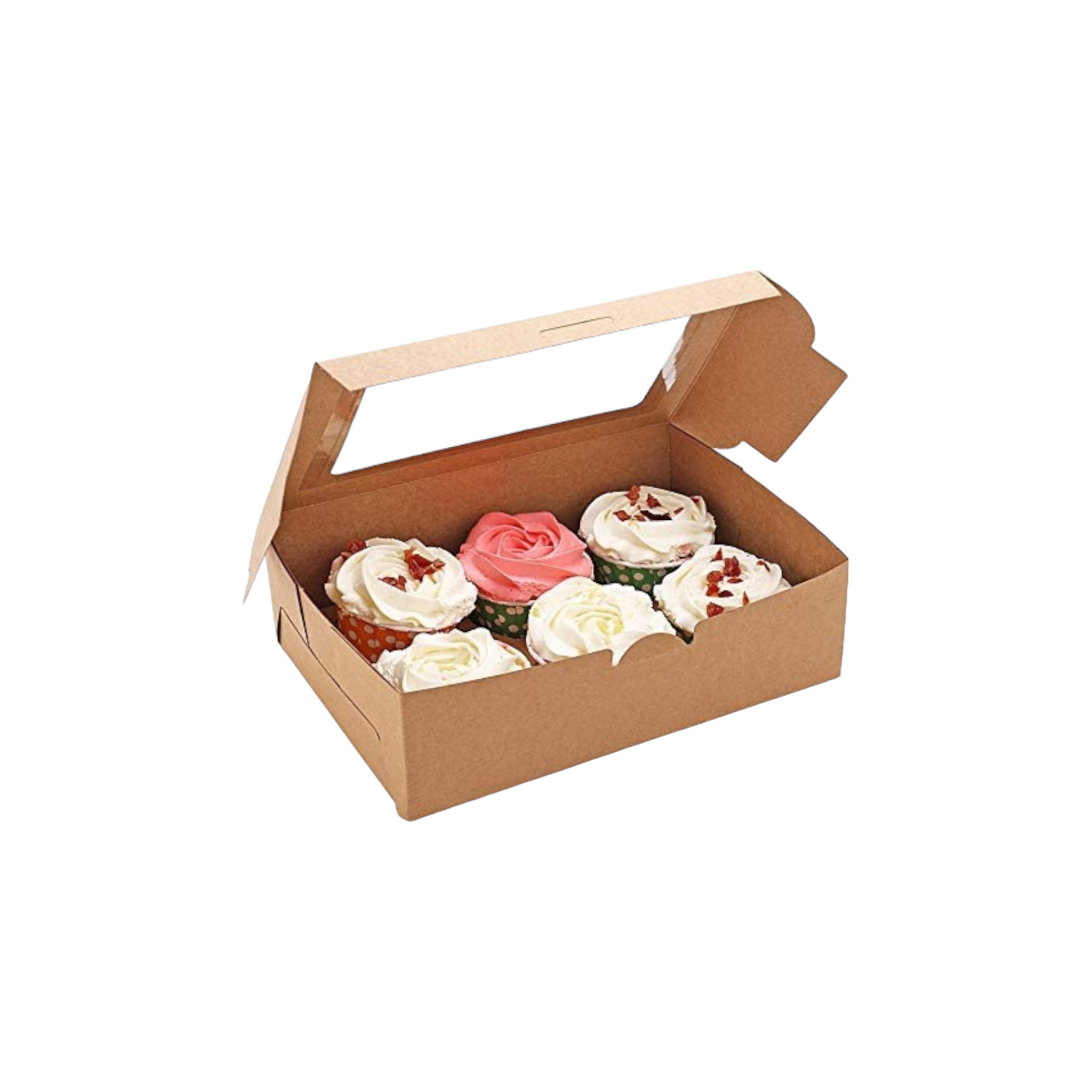 Kraft Gift Cupcake Boxes with Viewing Window