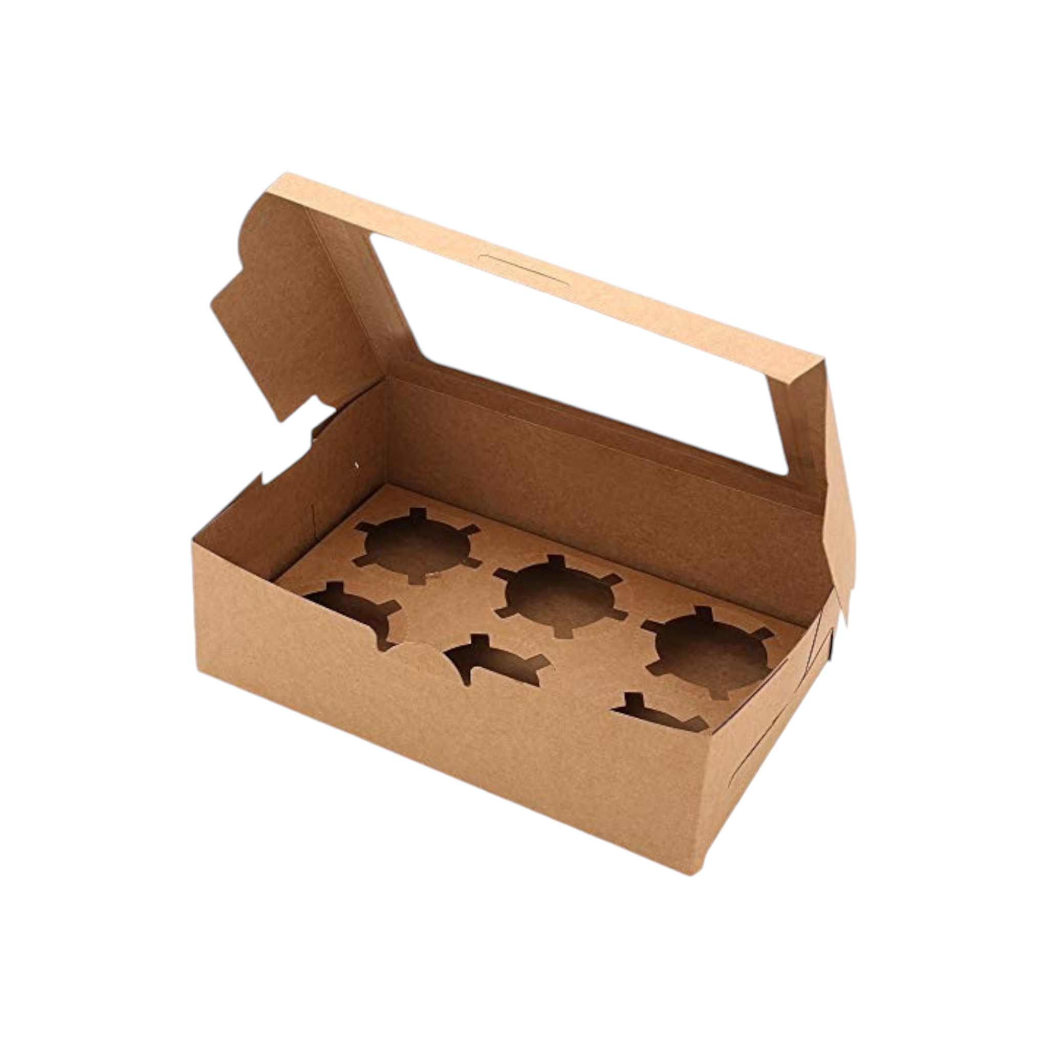 Kraft Gift Cupcake Boxes with Viewing Window