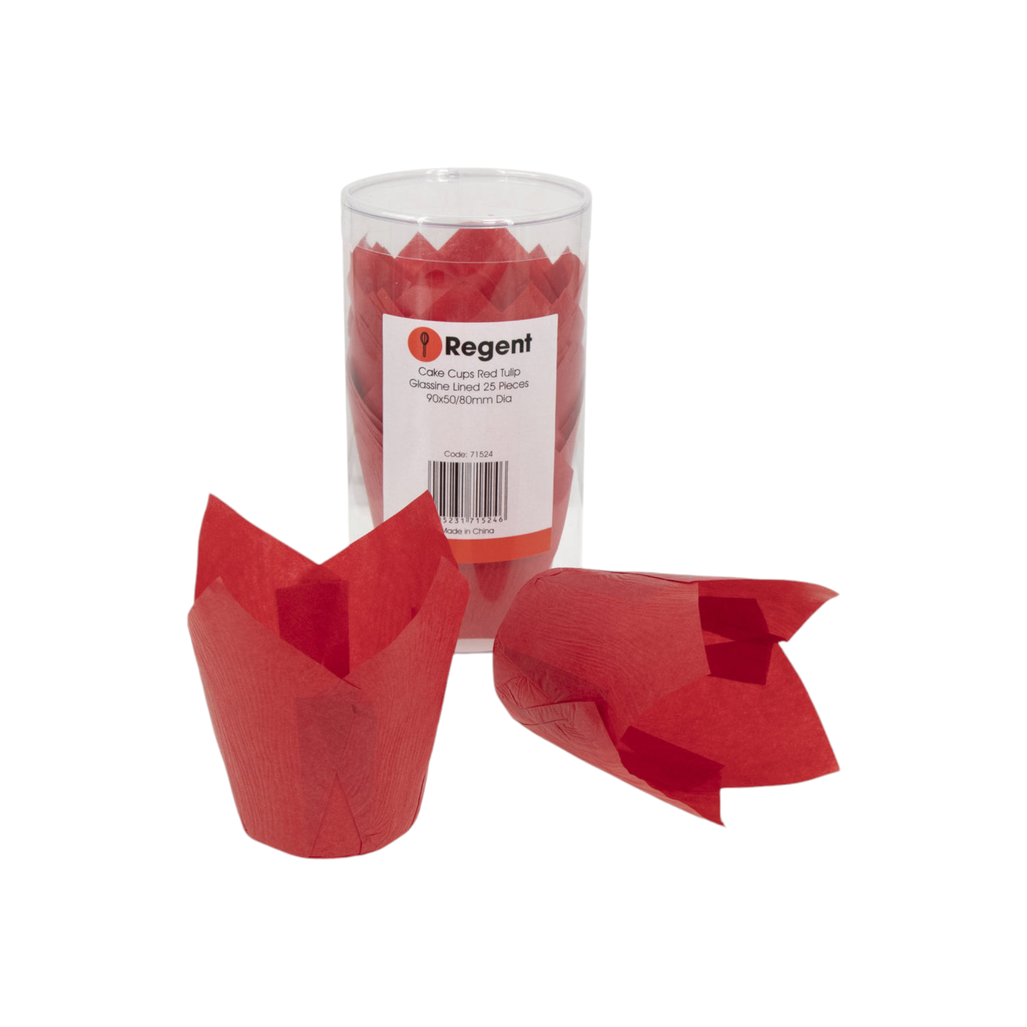 Regent Tulip Cupcake Paper Liners Red PET Lined 25pack 71524