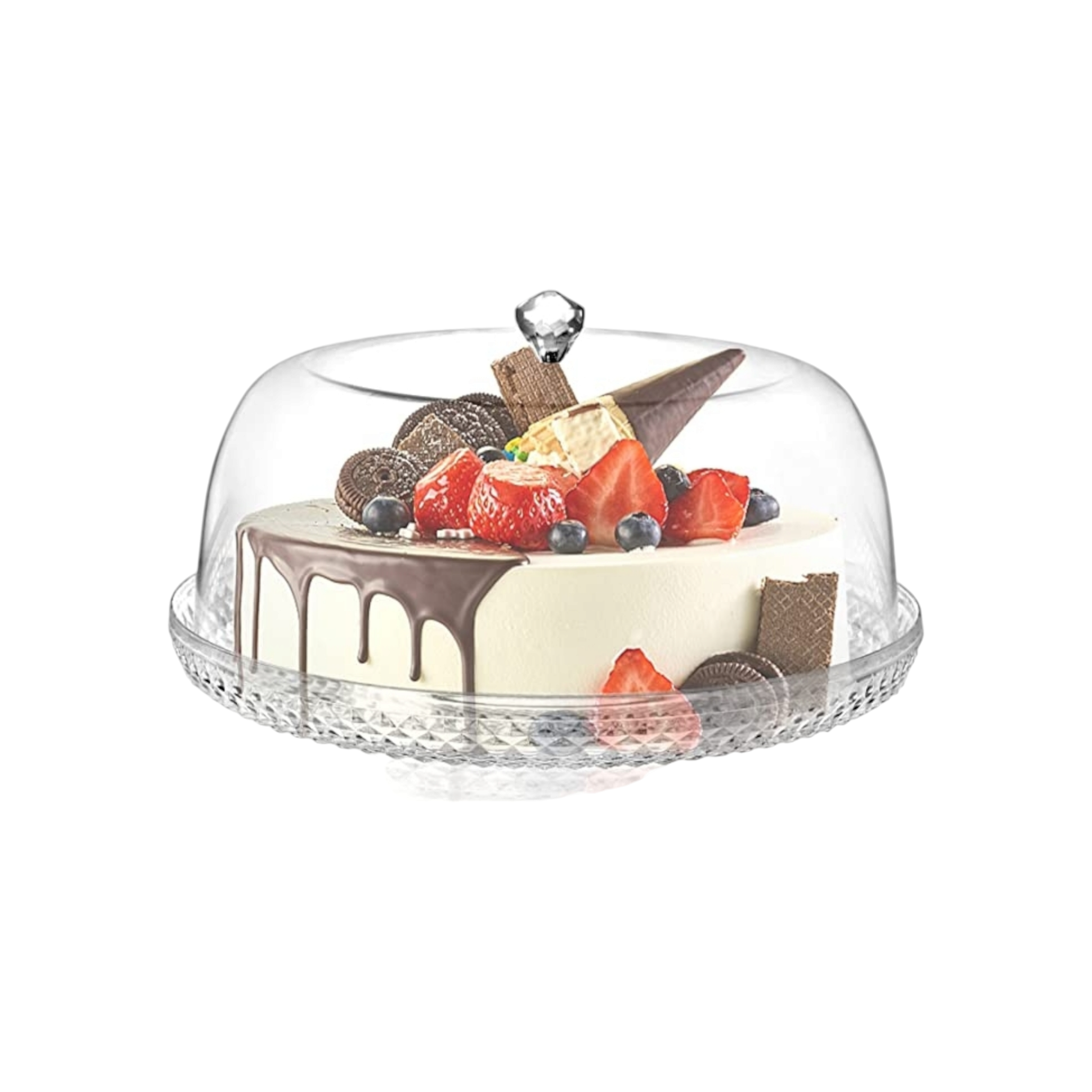 EH Acrylic Patisserie Cake Server Plate with Dome 33x15cm