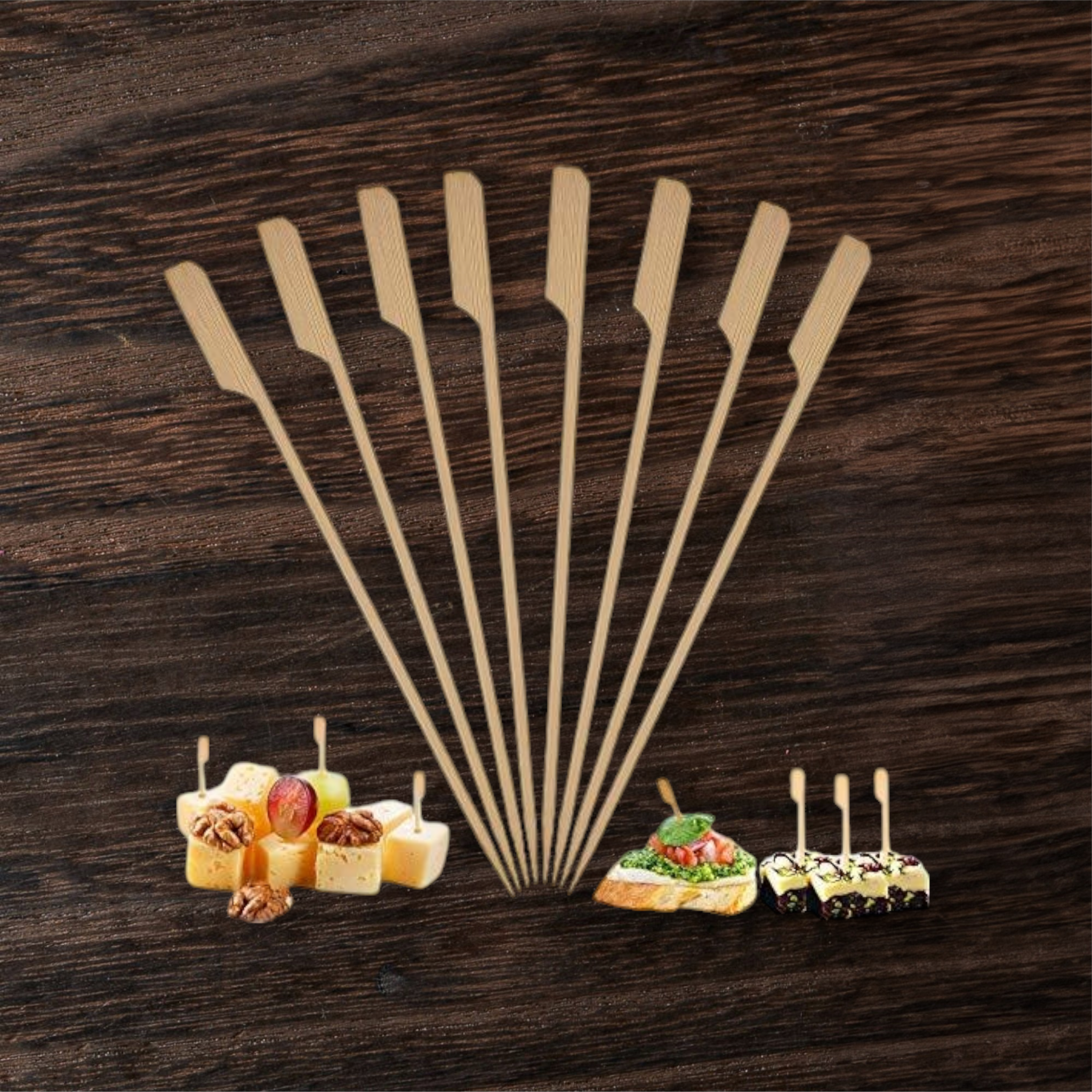 Wooden Bamboo Cocktail Skewers 9cm 50pack