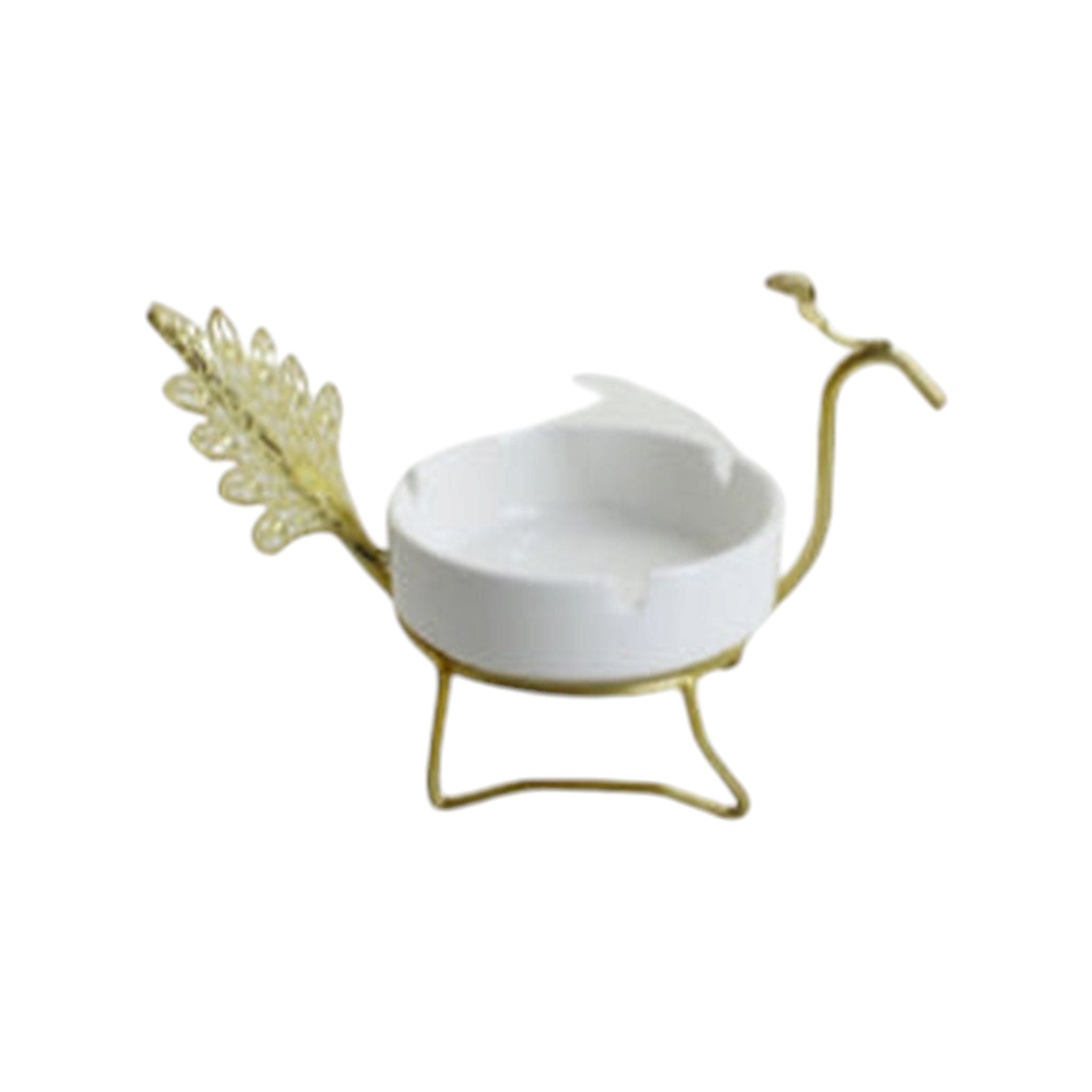 Porcelain Ashtray with Gold Stand