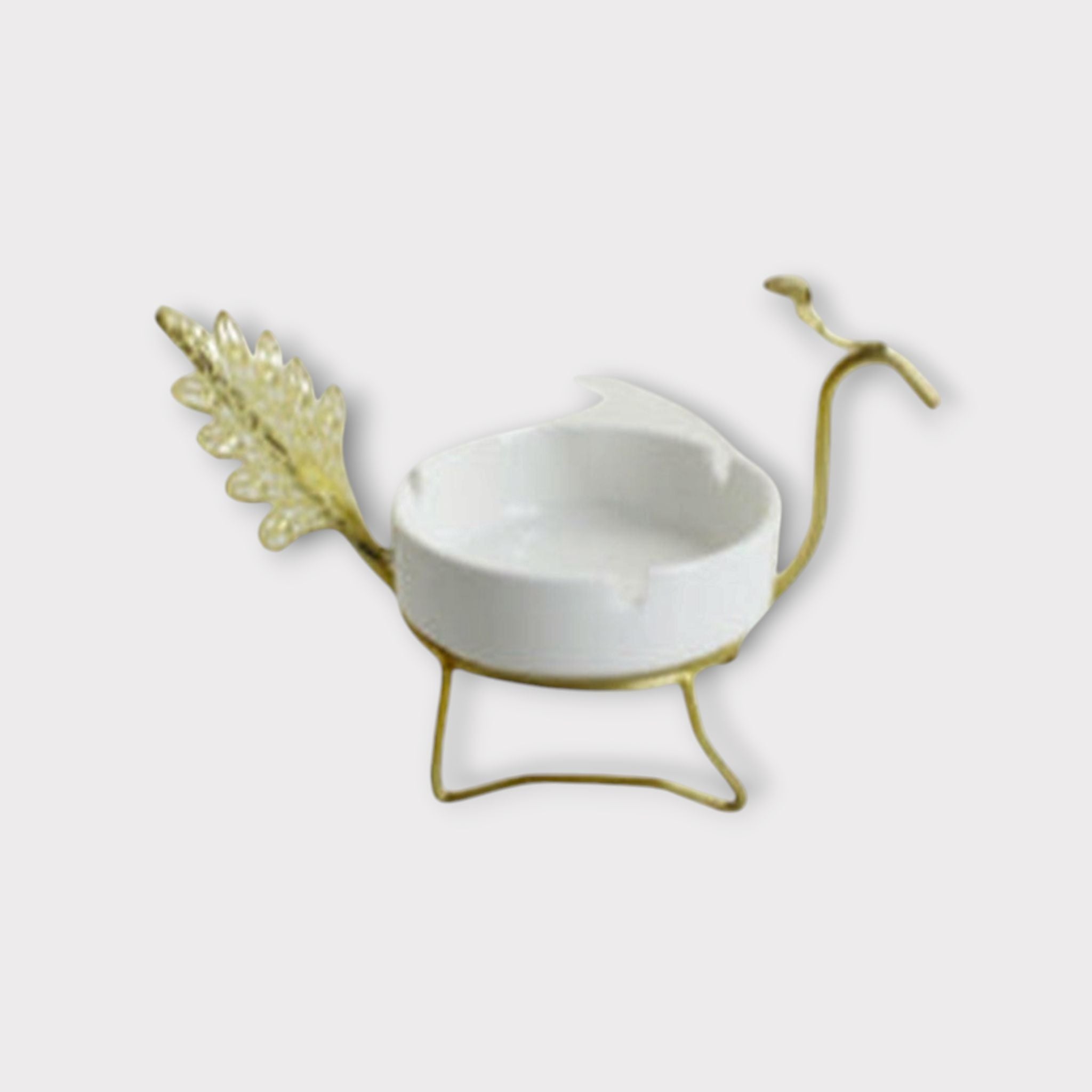 Porcelain Ashtray with Gold Stand