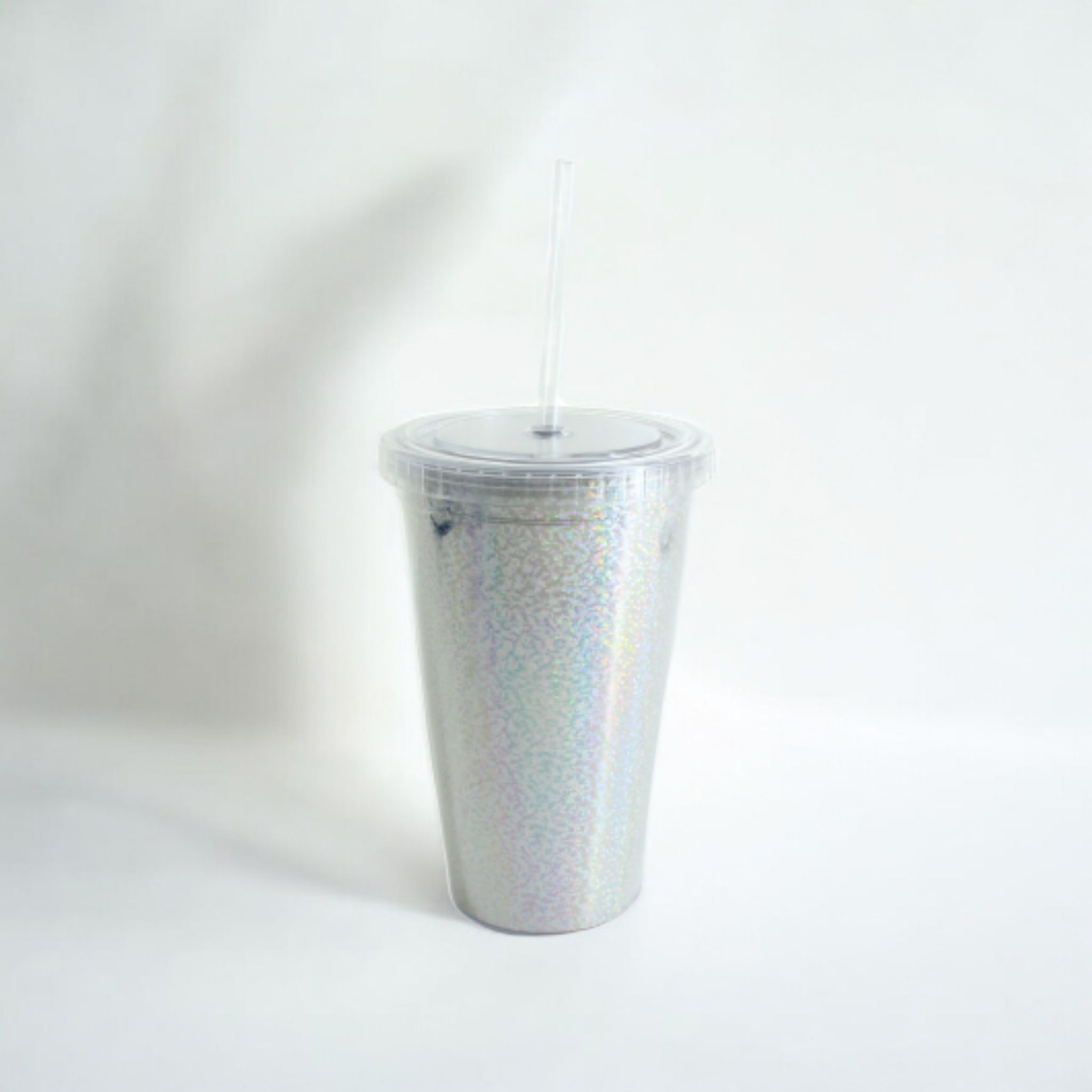 Acrylic Smoothie Tumbler 450ml with Straw and Lid Sparkle XBOT109