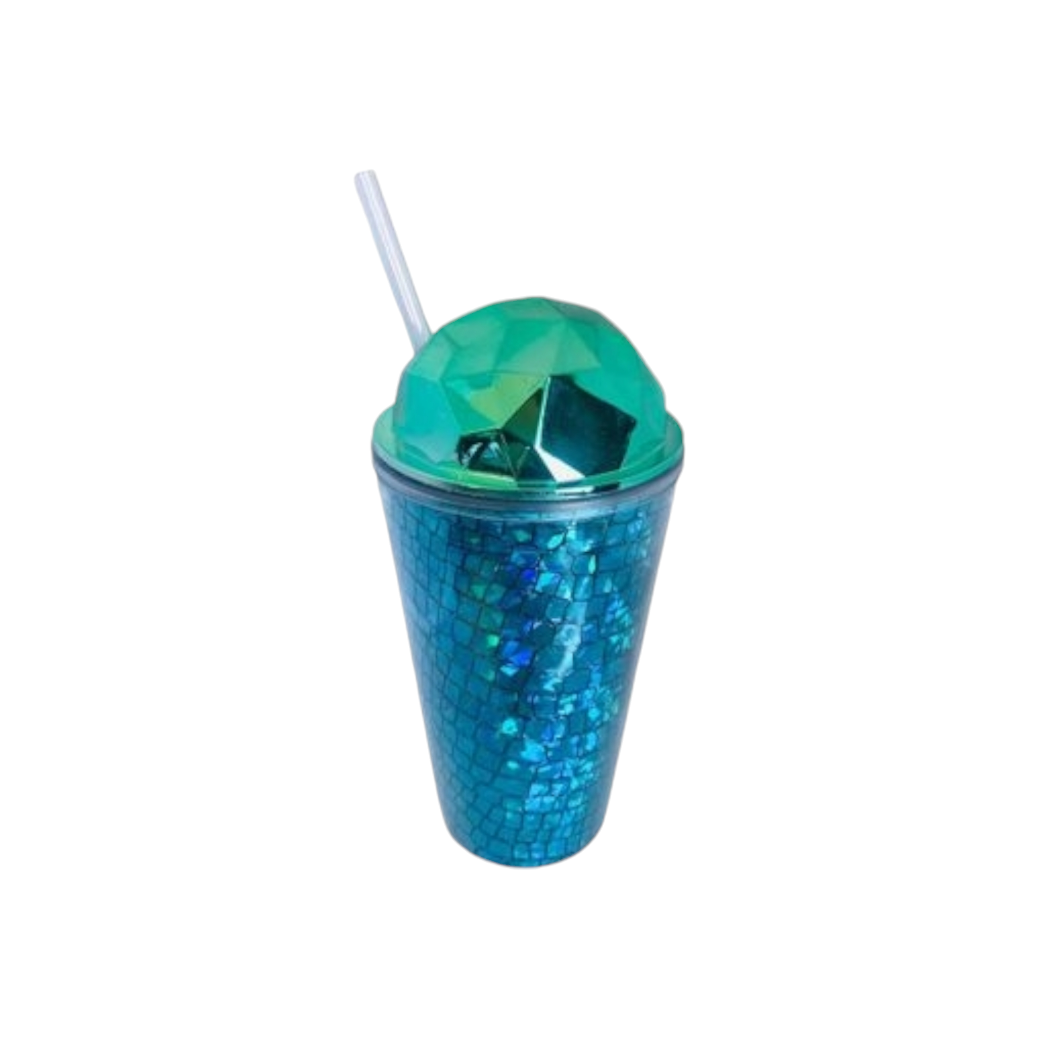 Acrylic Smoothie Tumbler 450ml with Straw Double Wall Glitter