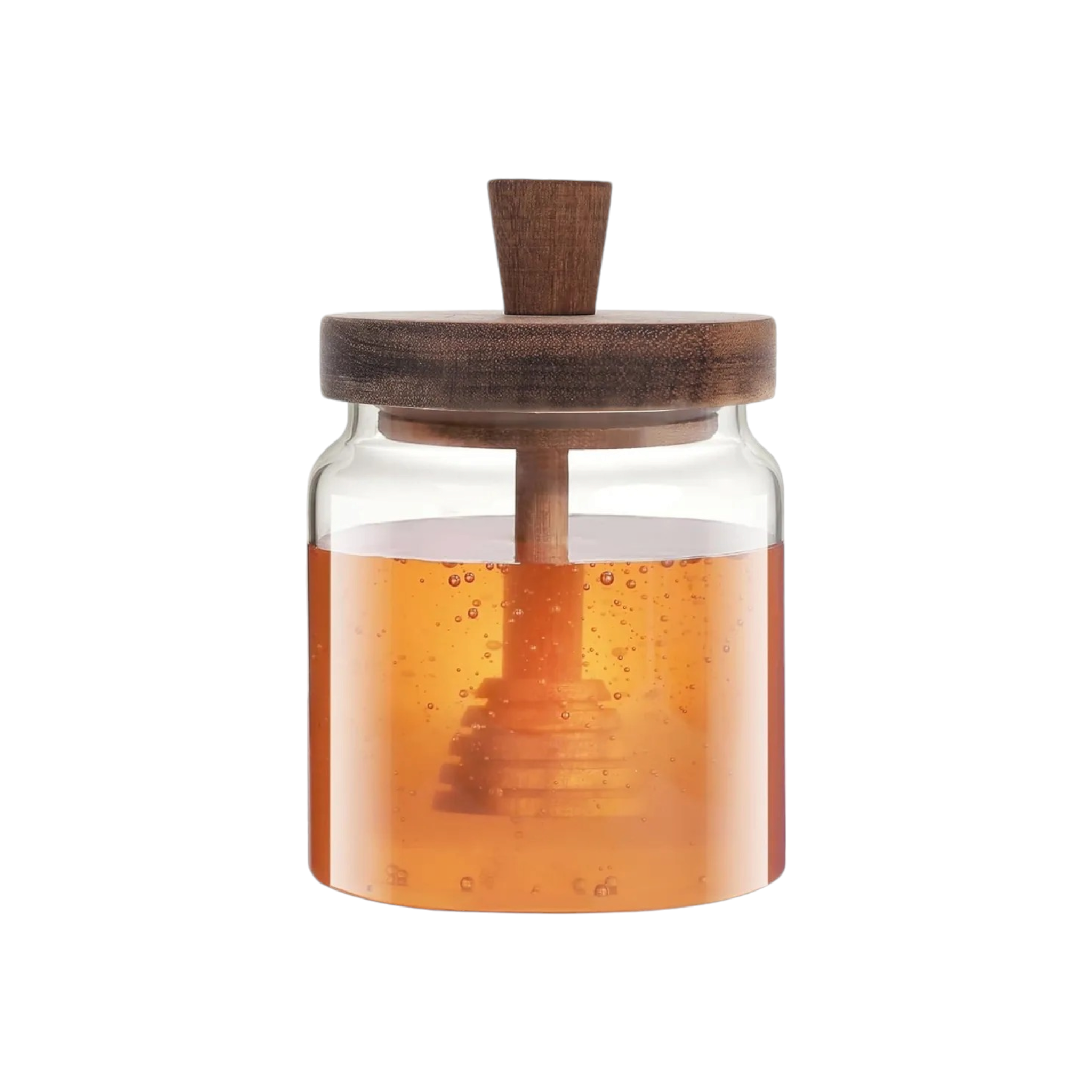 Aqua Borosilicate Glass Honey Pot with Acacia Dipper & Lid 500ml