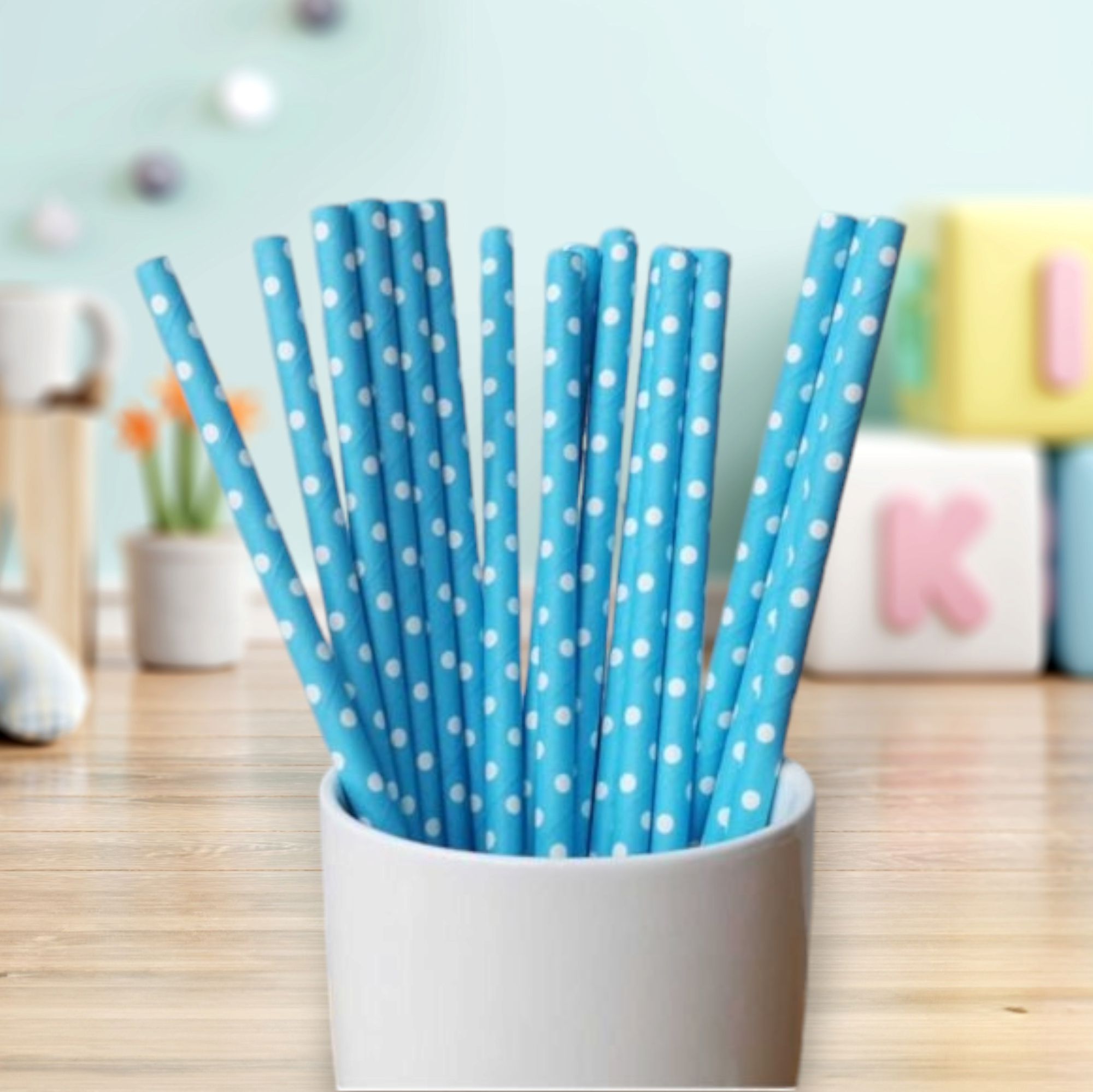 Disposable Paper Straws Polka Dot 6mmx19cm 20pack