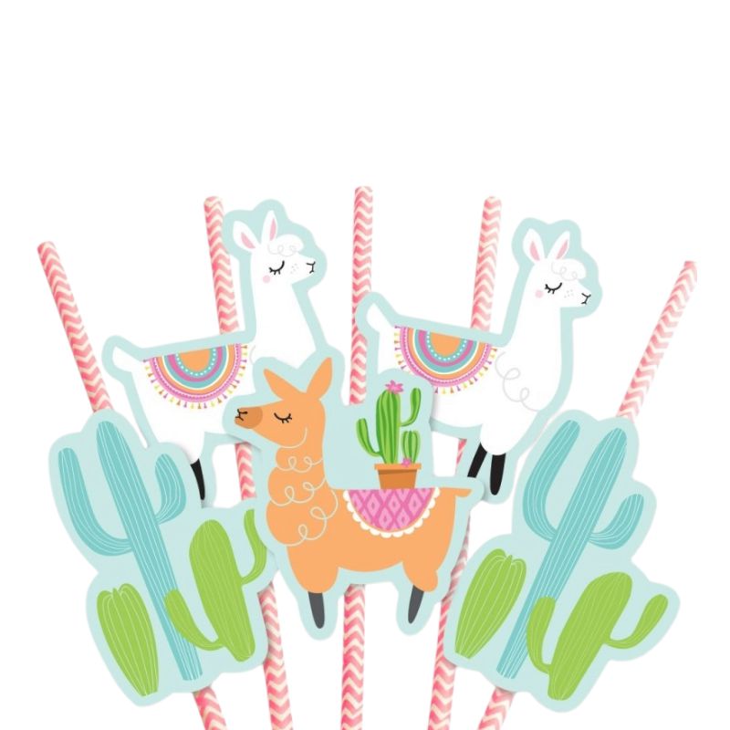 Disposable Paper Straws Cactus Llama 1pc