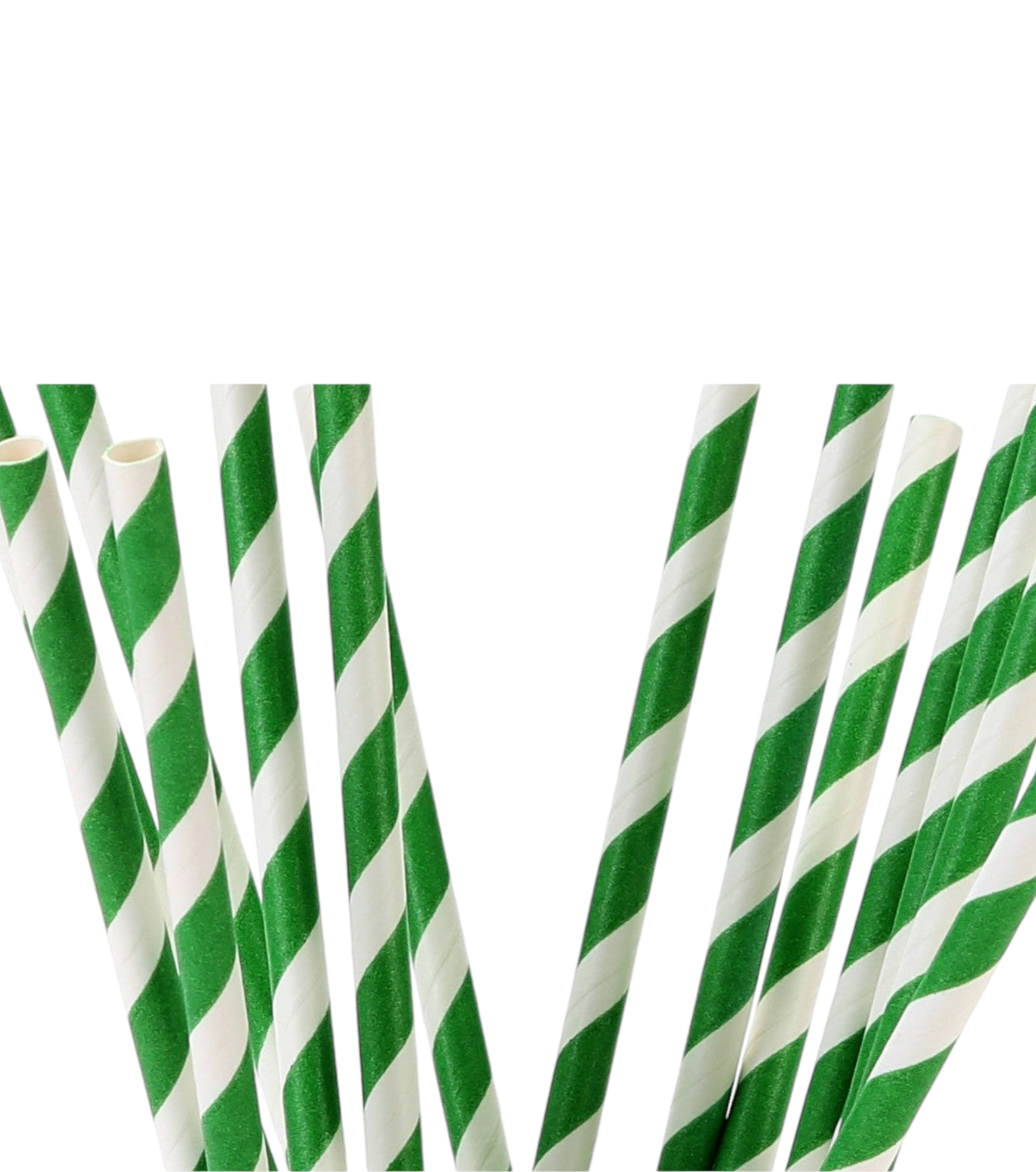 Disposable Paper Straws 6mm White Striped Mintgreen 25pack