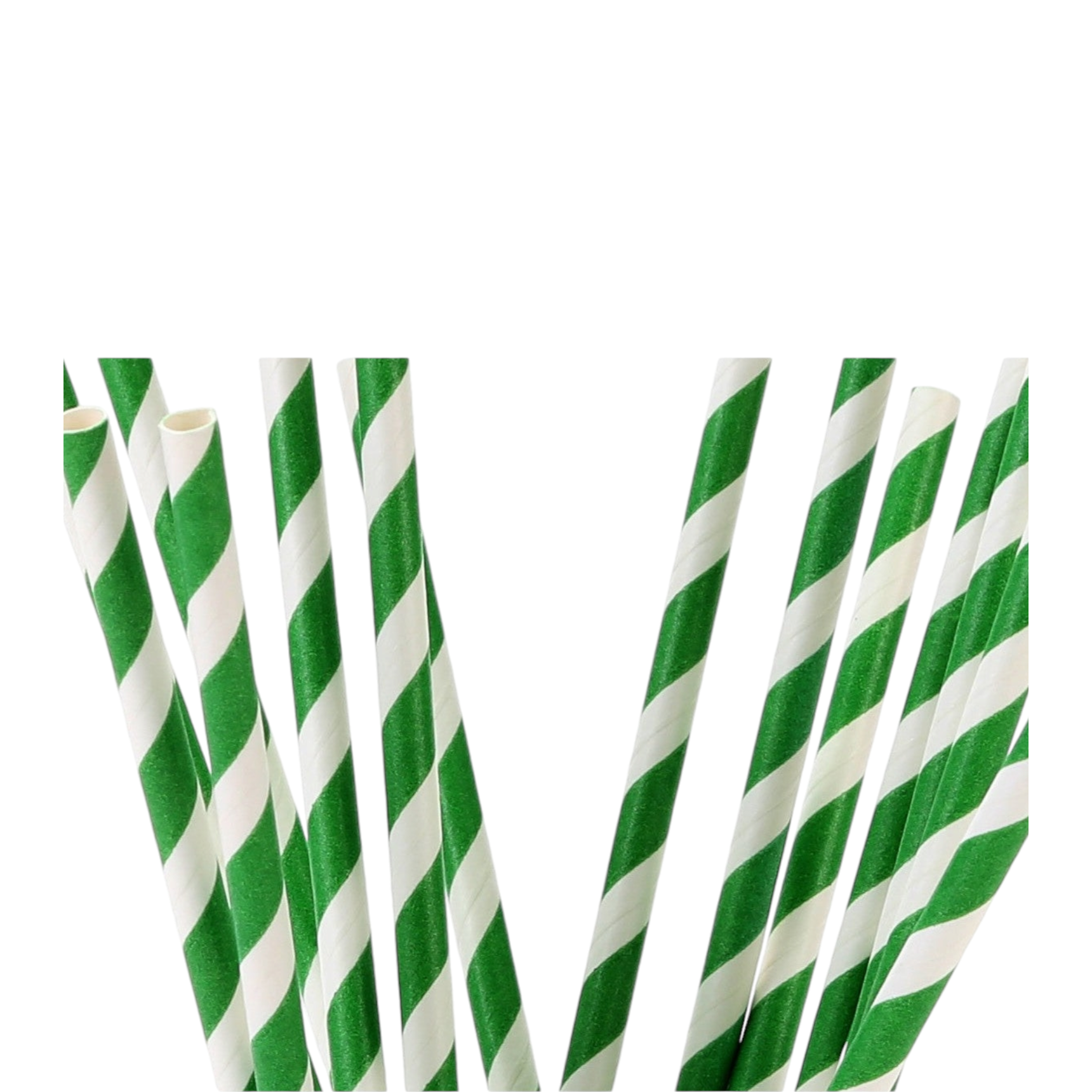 Disposable Paper Straws 6mm White Striped Mintgreen 25pack