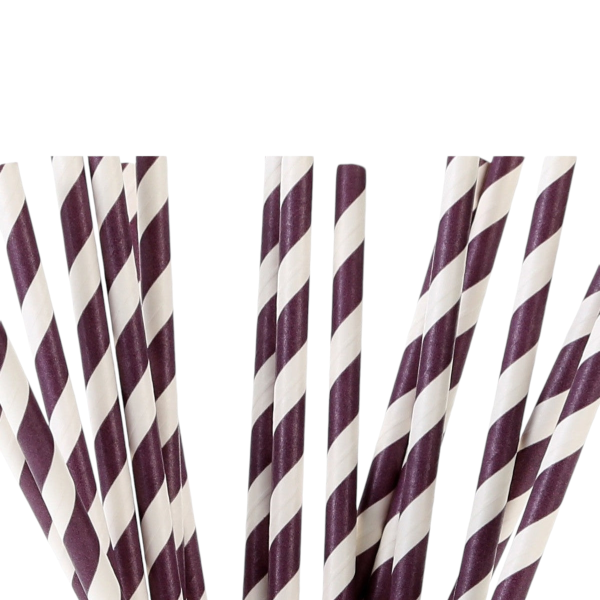 Disposable Paper Straws 6mm Stripe White Burgundy 25pack