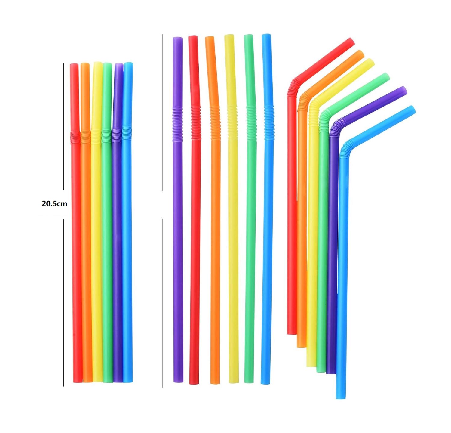 Disposable Flexible Color Straws 100pack