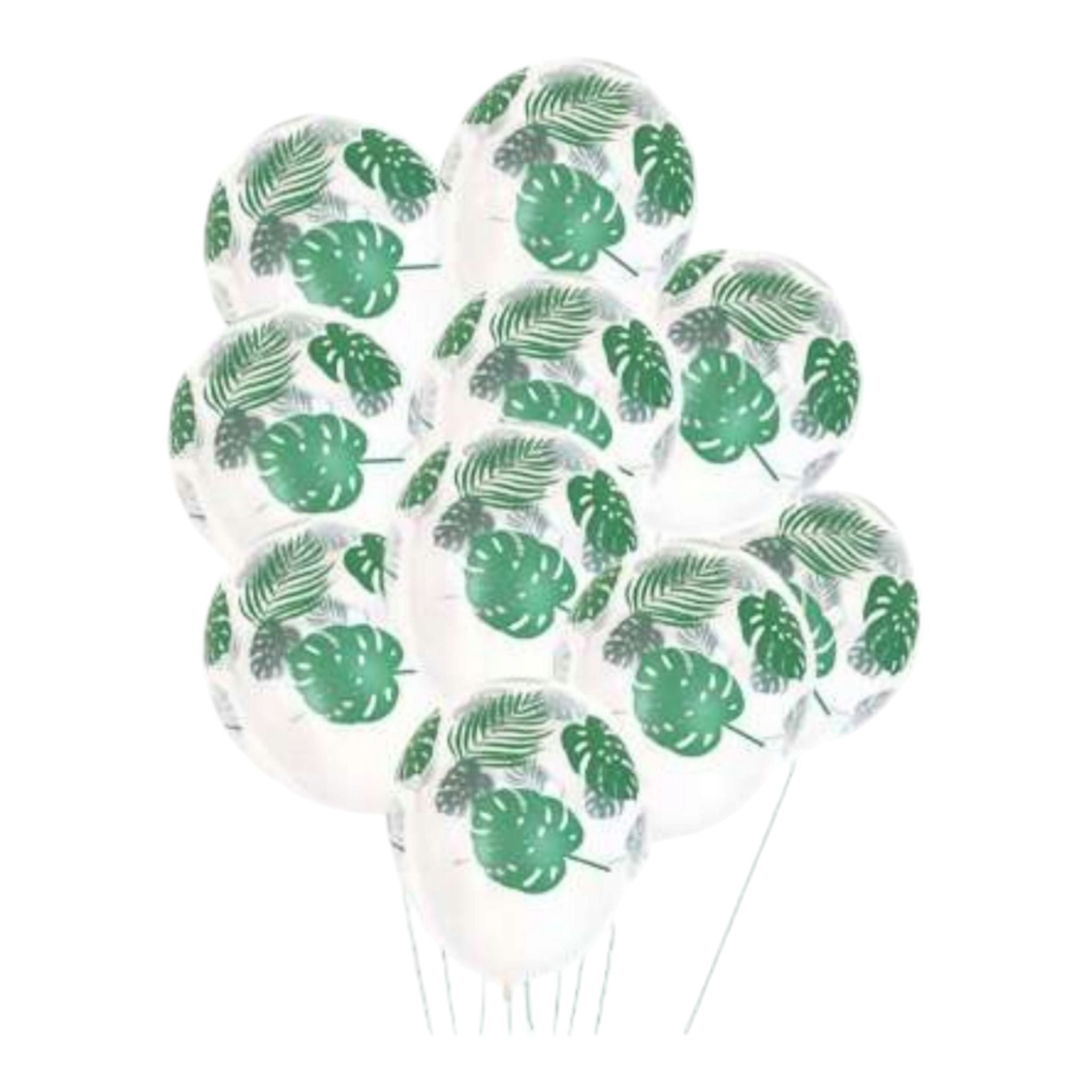 Latex Balloon Cleat with Palm Leaves Print 12inch 2.8g 10pack