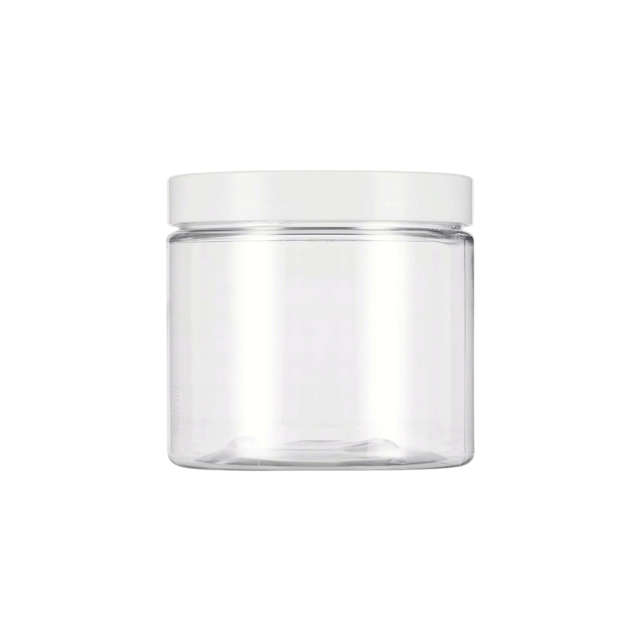 300ml PET Plastic Cosmetic Jar White Lid 8.5x6.3cm