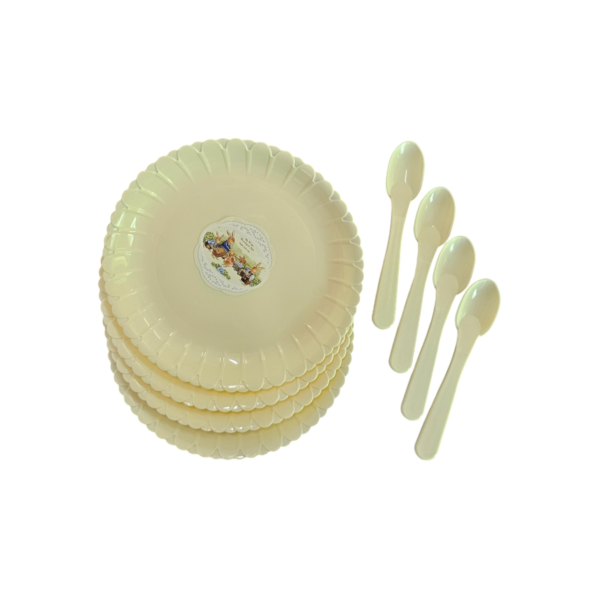 Le Chin Plastic Plates Spoon 4pc Set