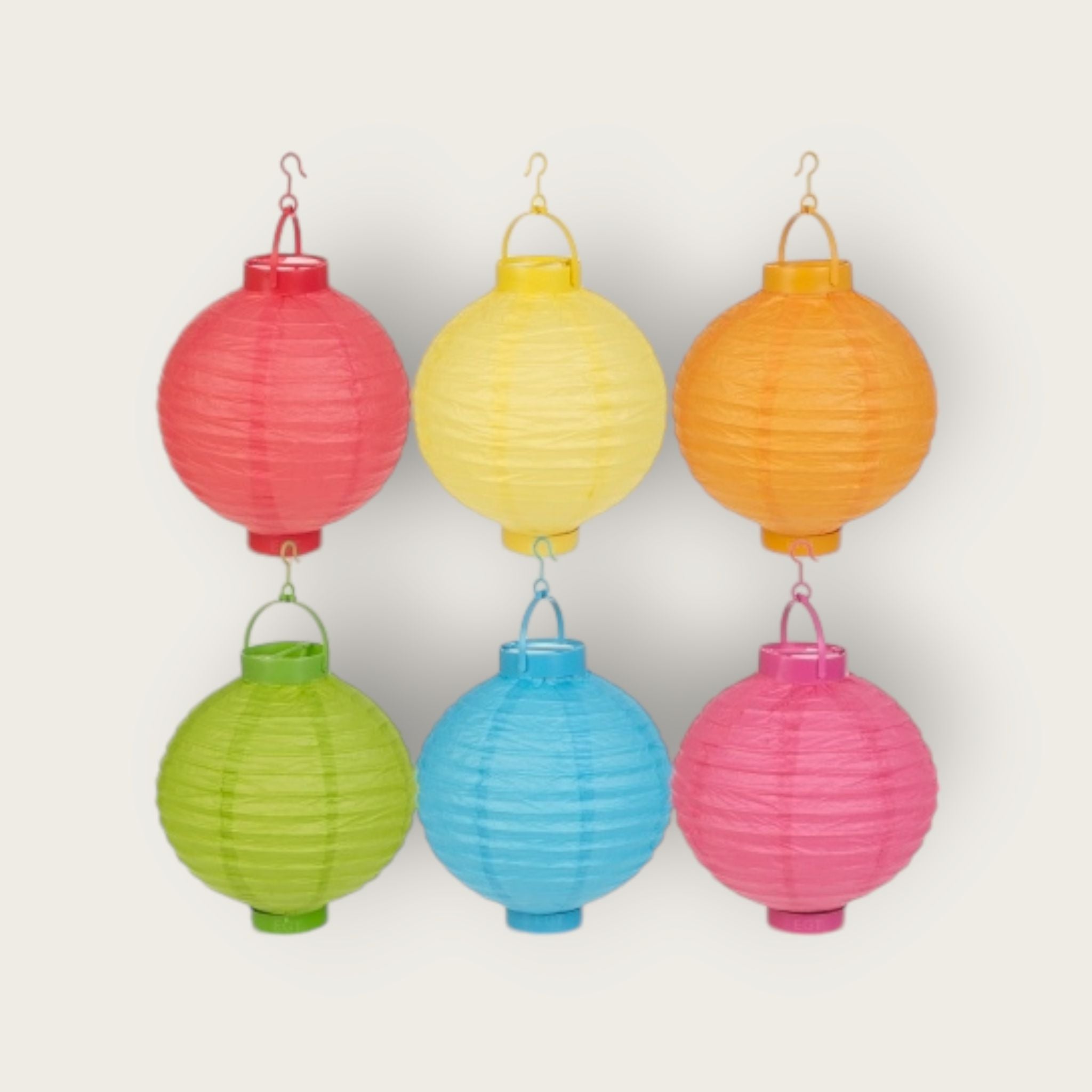 Chinese LED Paper Lantern Round Ribbed