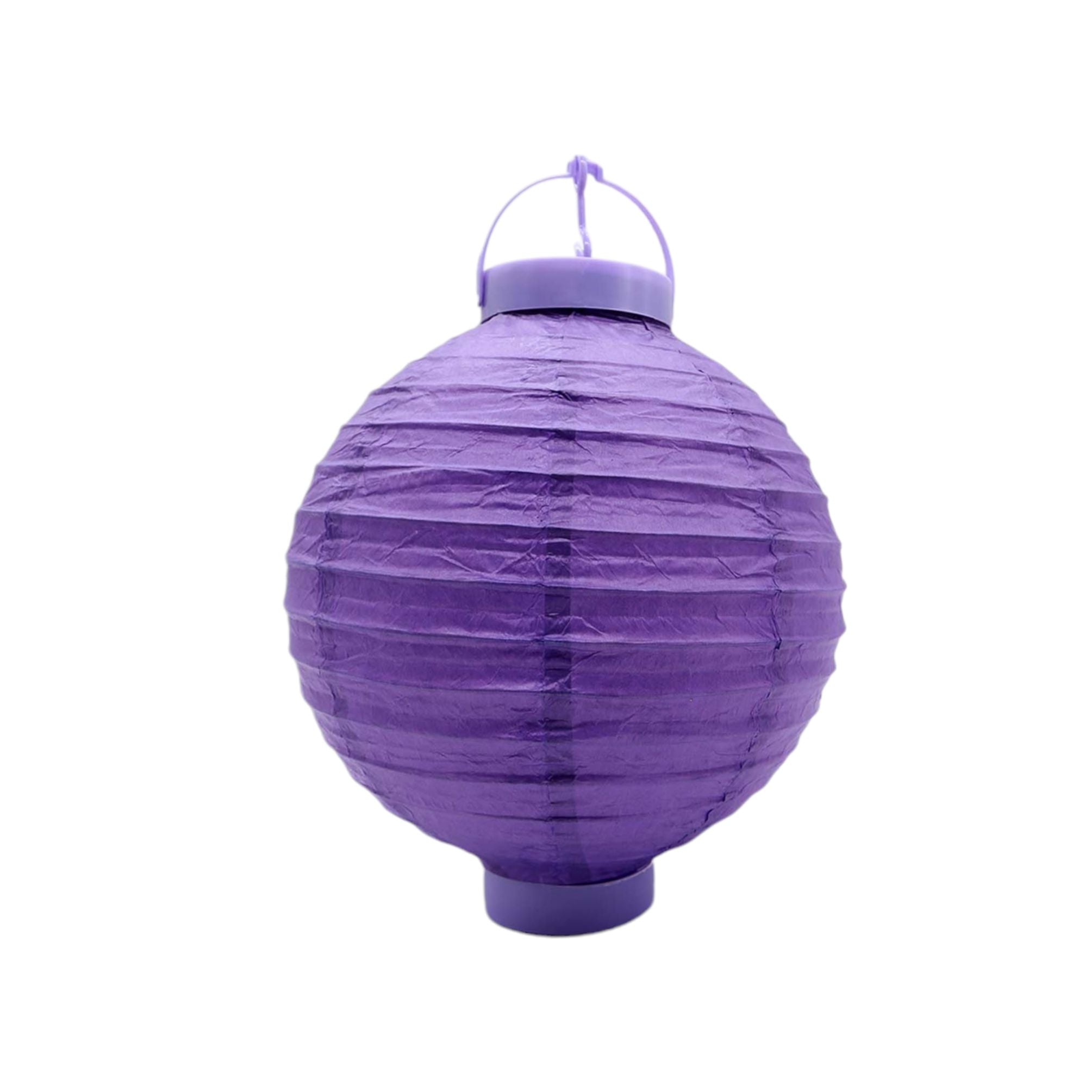 Chinese LED Paper Lantern Round Ribbed