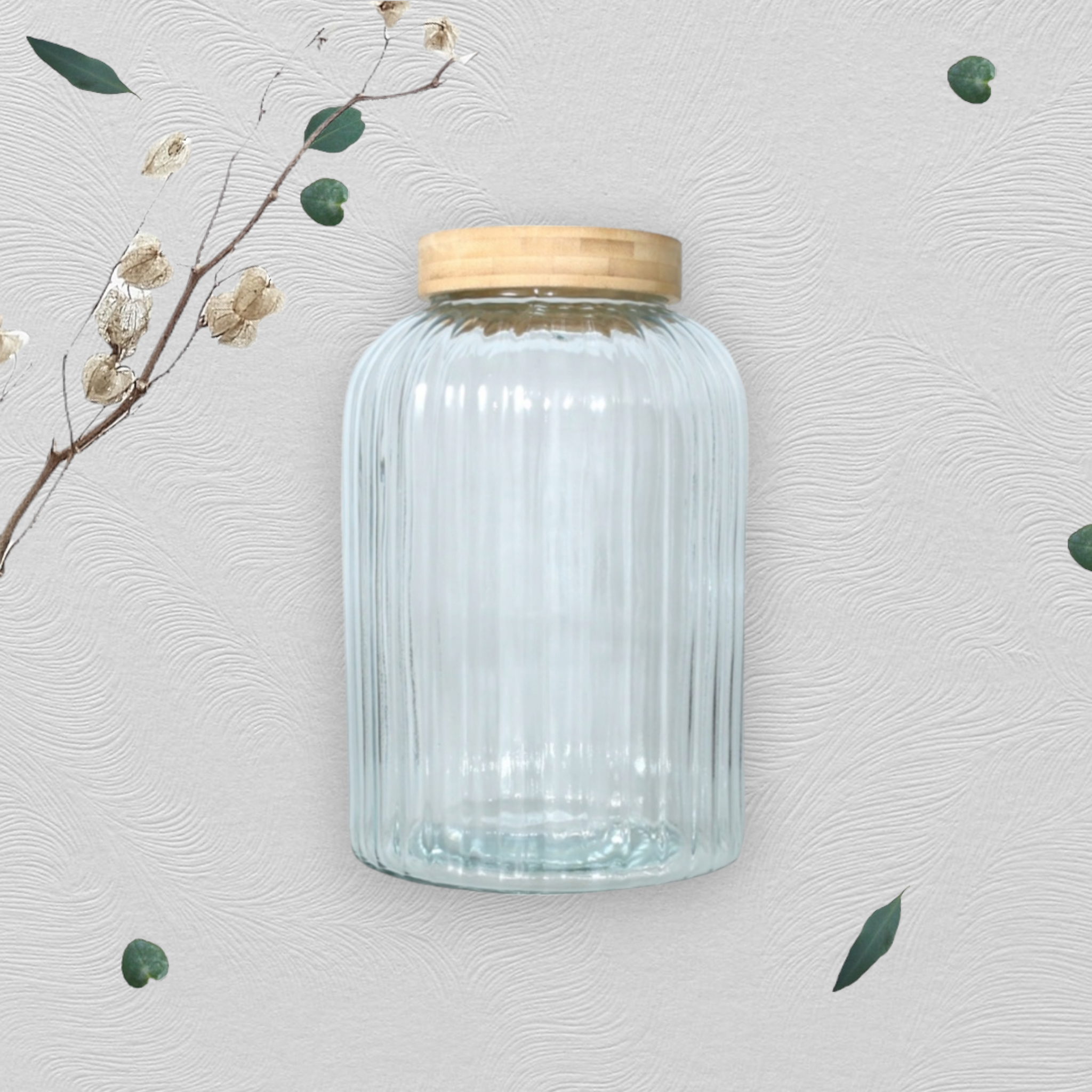 Aqua Glass Canister Jar with Bamboo Lid 5L