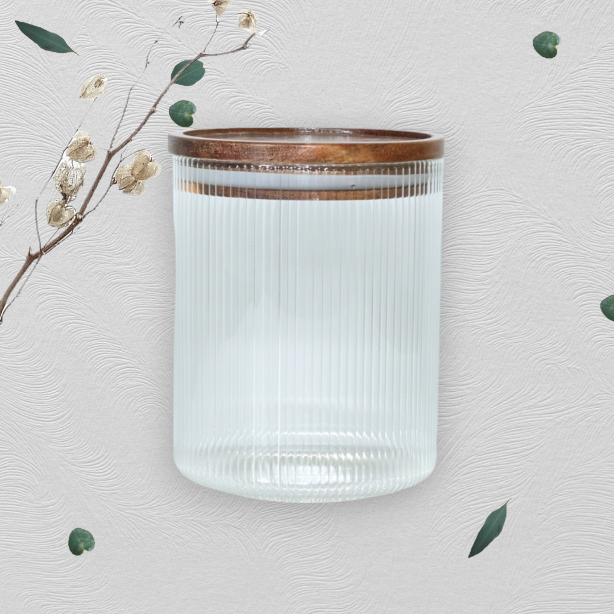 Acacia Glass Canister Jar with Lid 800ml