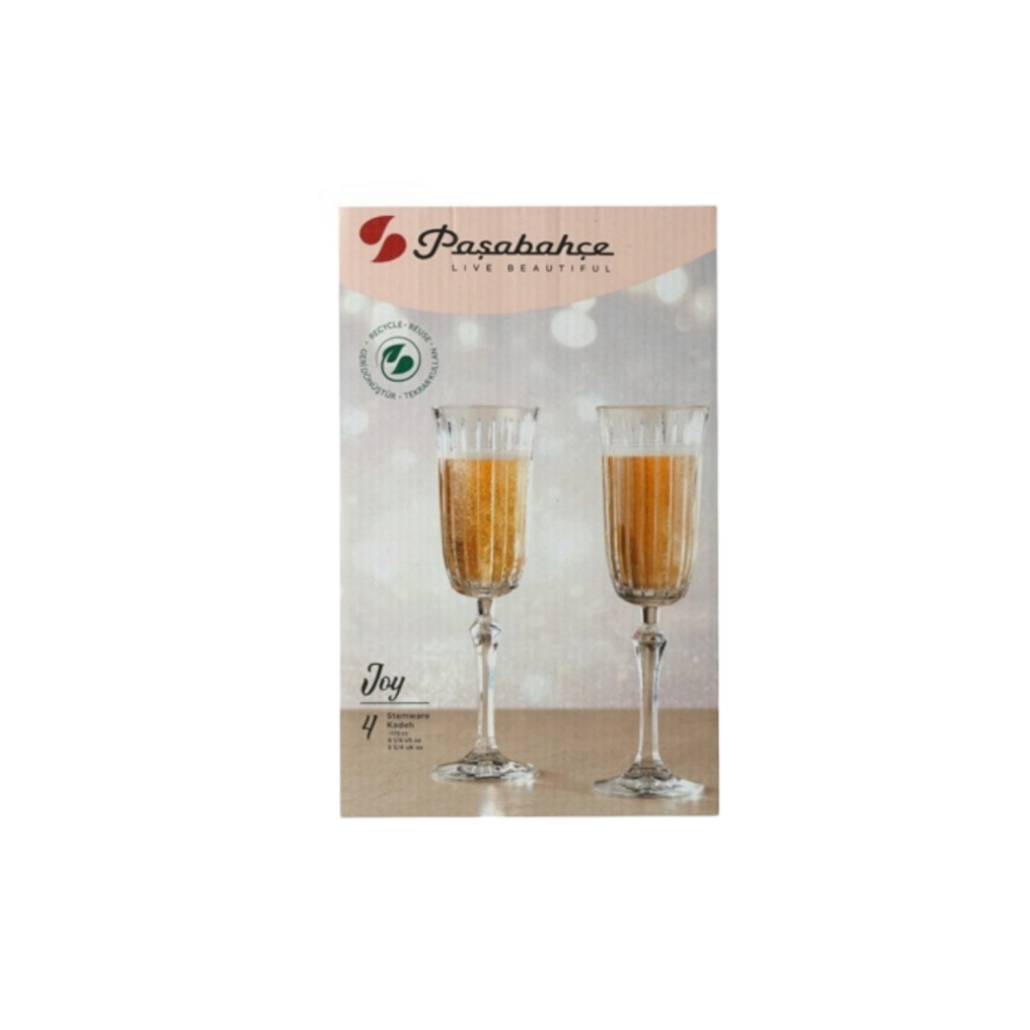 Pasabahce Joy Series Glass Tumbler 175ml Fluted Champagne 4pack