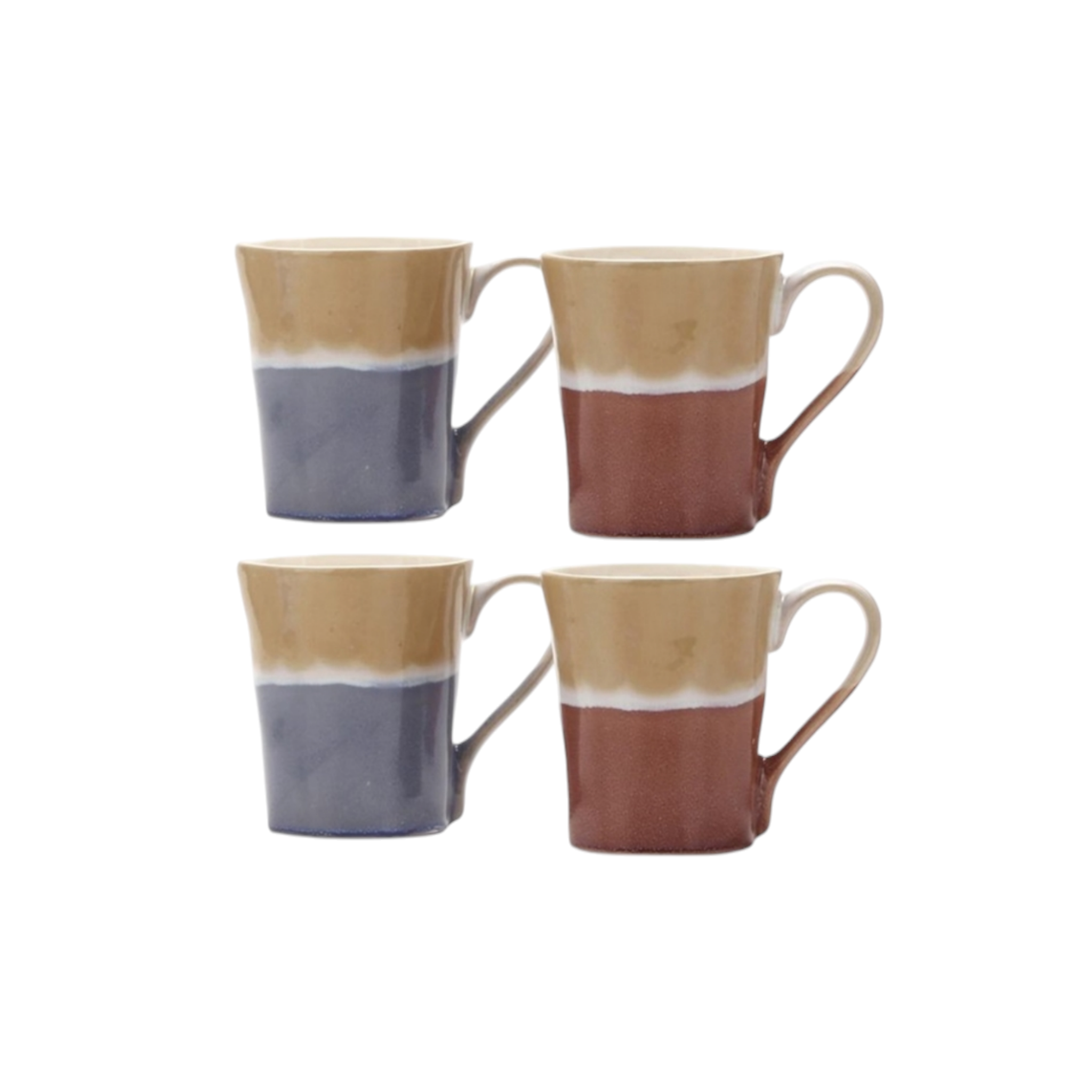 Ceramic 2-Tone Coffee Mug 415ml 4pack