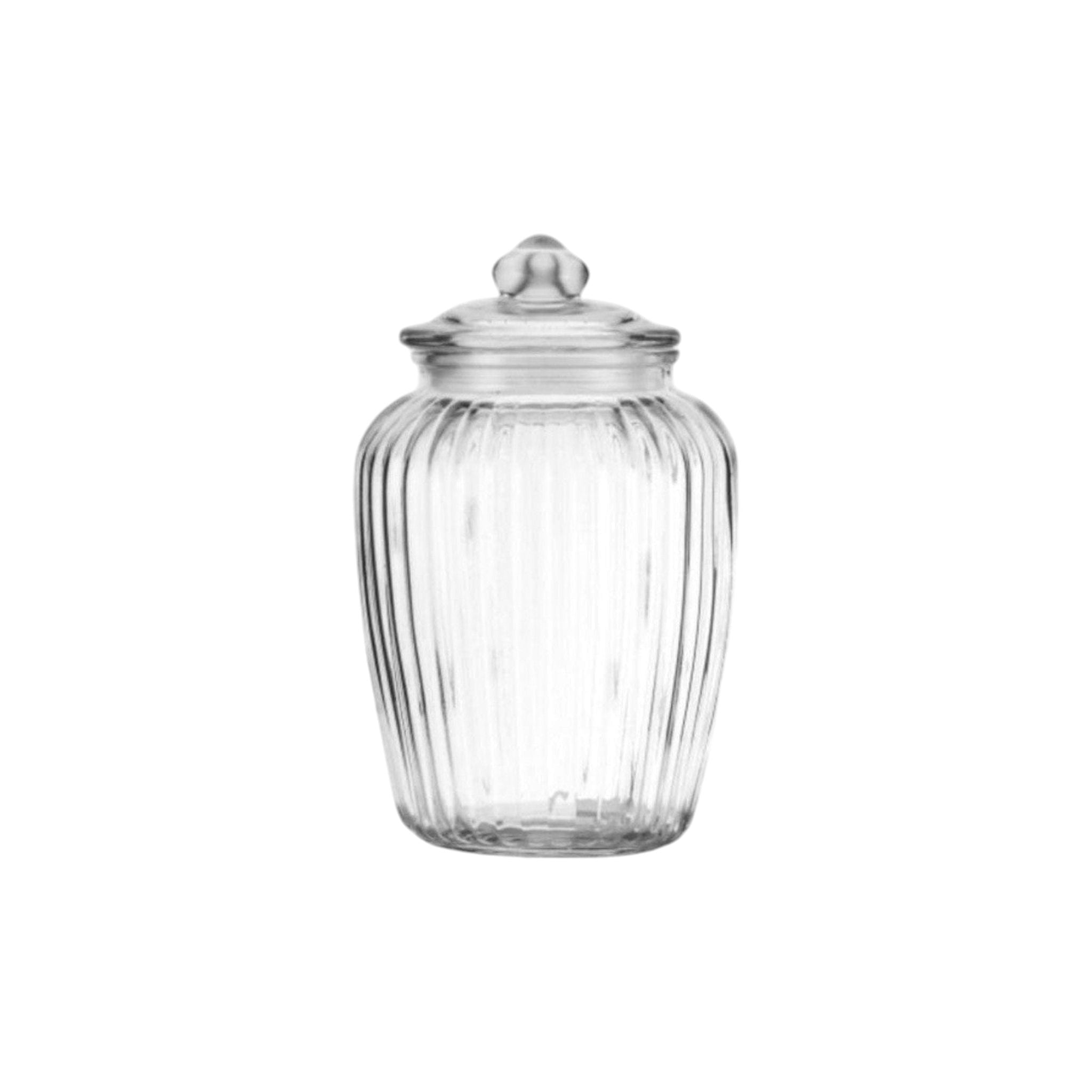 Regent Ribbed Glass Canister 2.35L Round with Glass Lid 11322