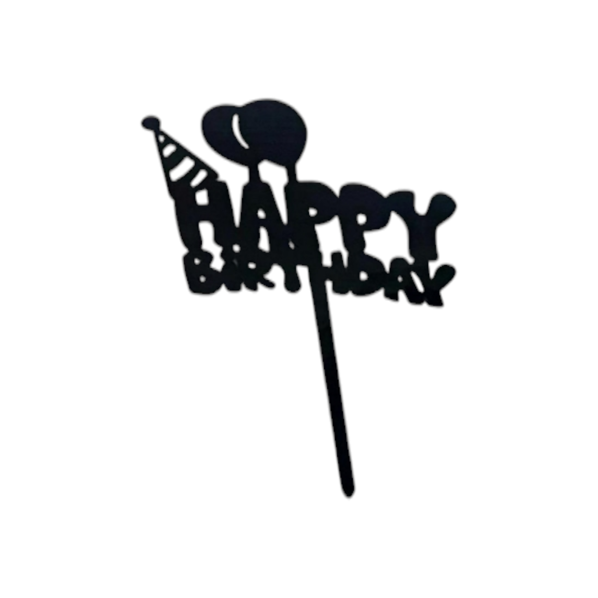 Acryclic Cake Topper Happy Birthday Balloons & Party Hat