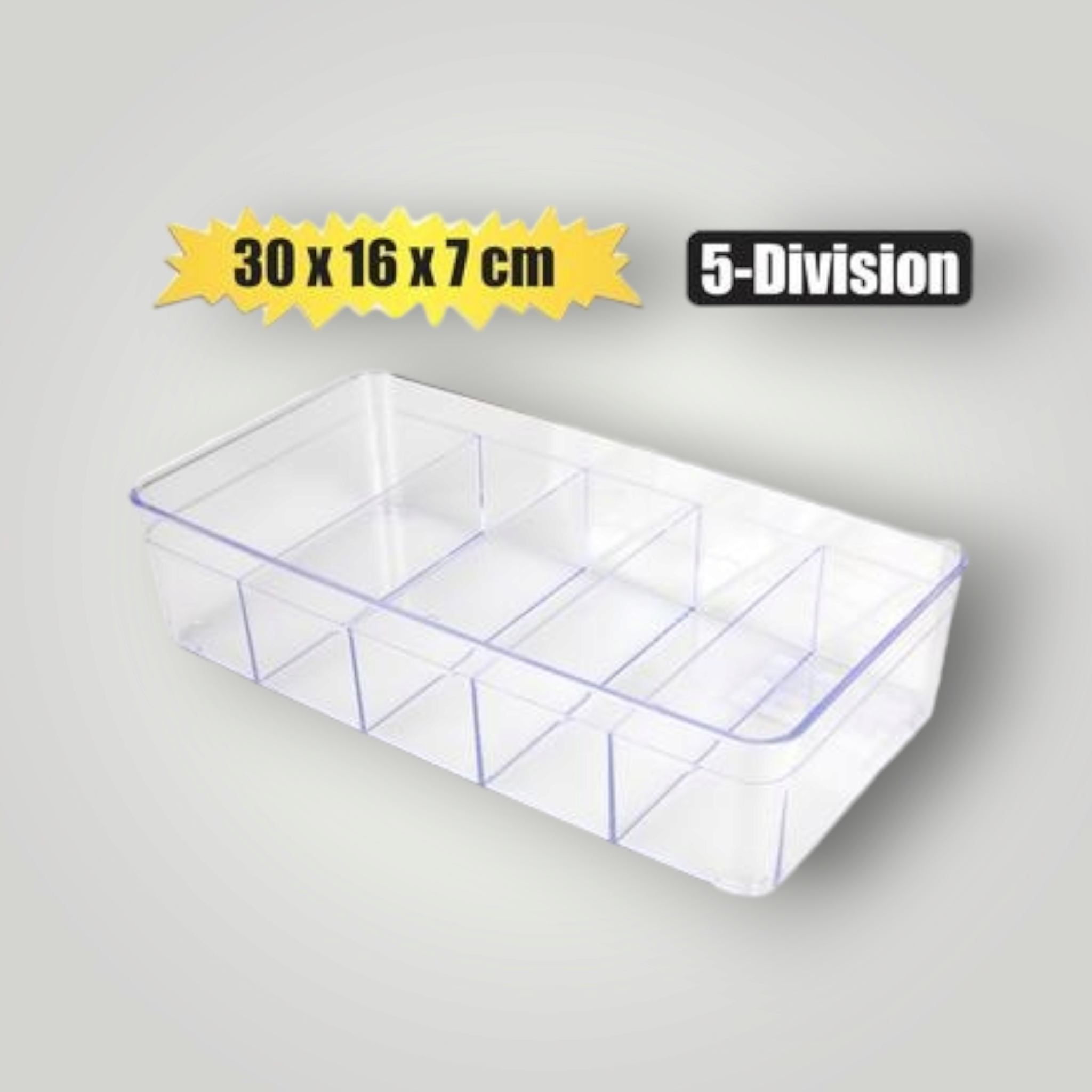 Emsan Plastic Organiser 5-Division Clear 30x16x7.5cm