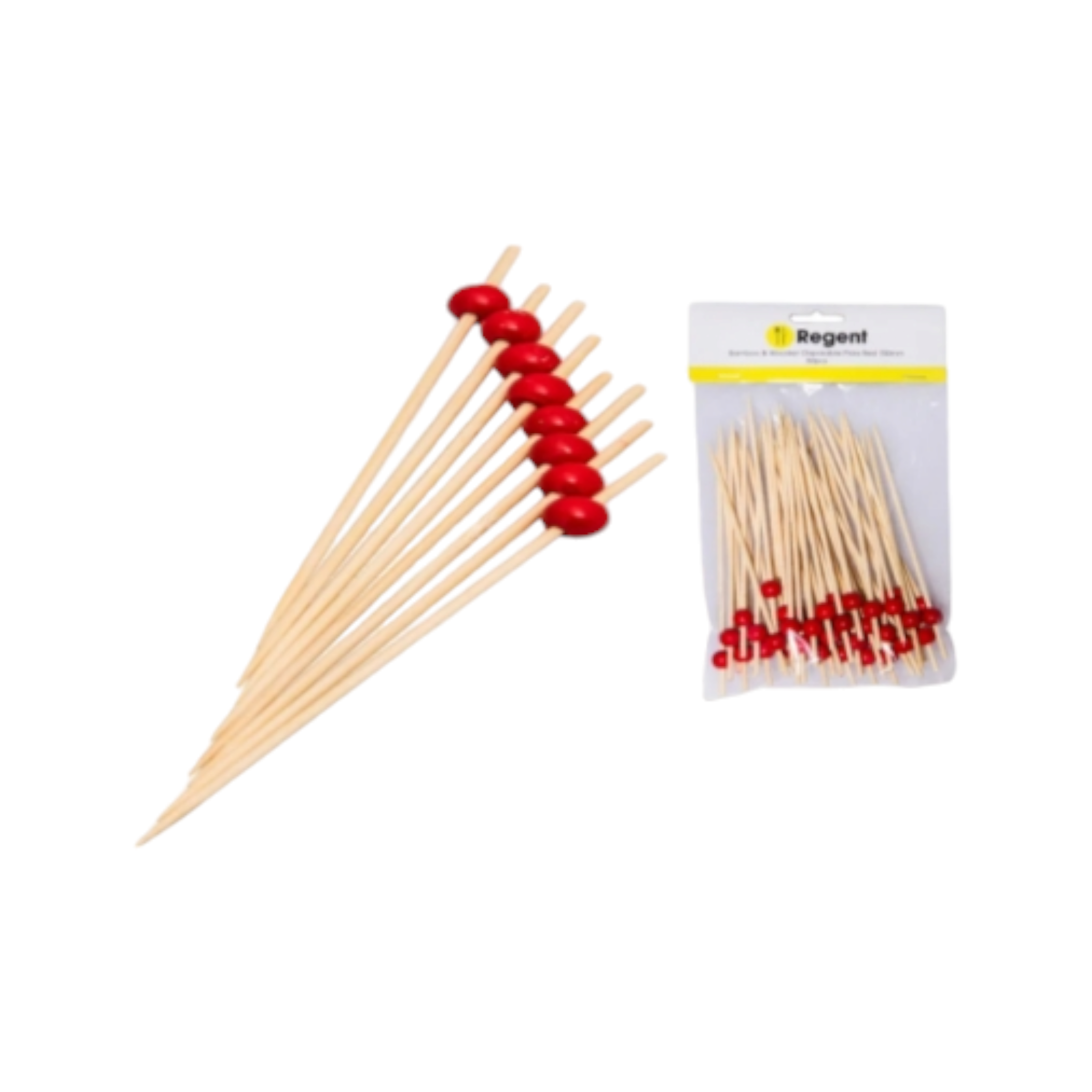 Regent Bamboo Disposable Picks with Red Beads 50pack 35133