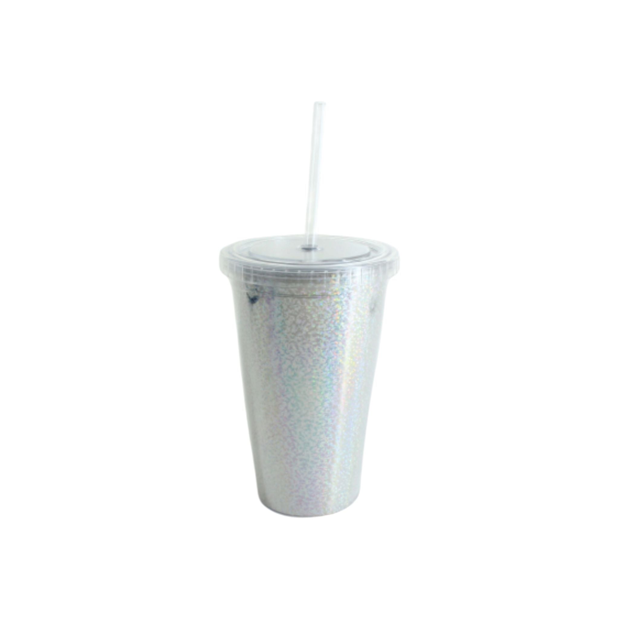 Acrylic Smoothie Tumbler 450ml with Straw and Lid Sparkle XBOT109