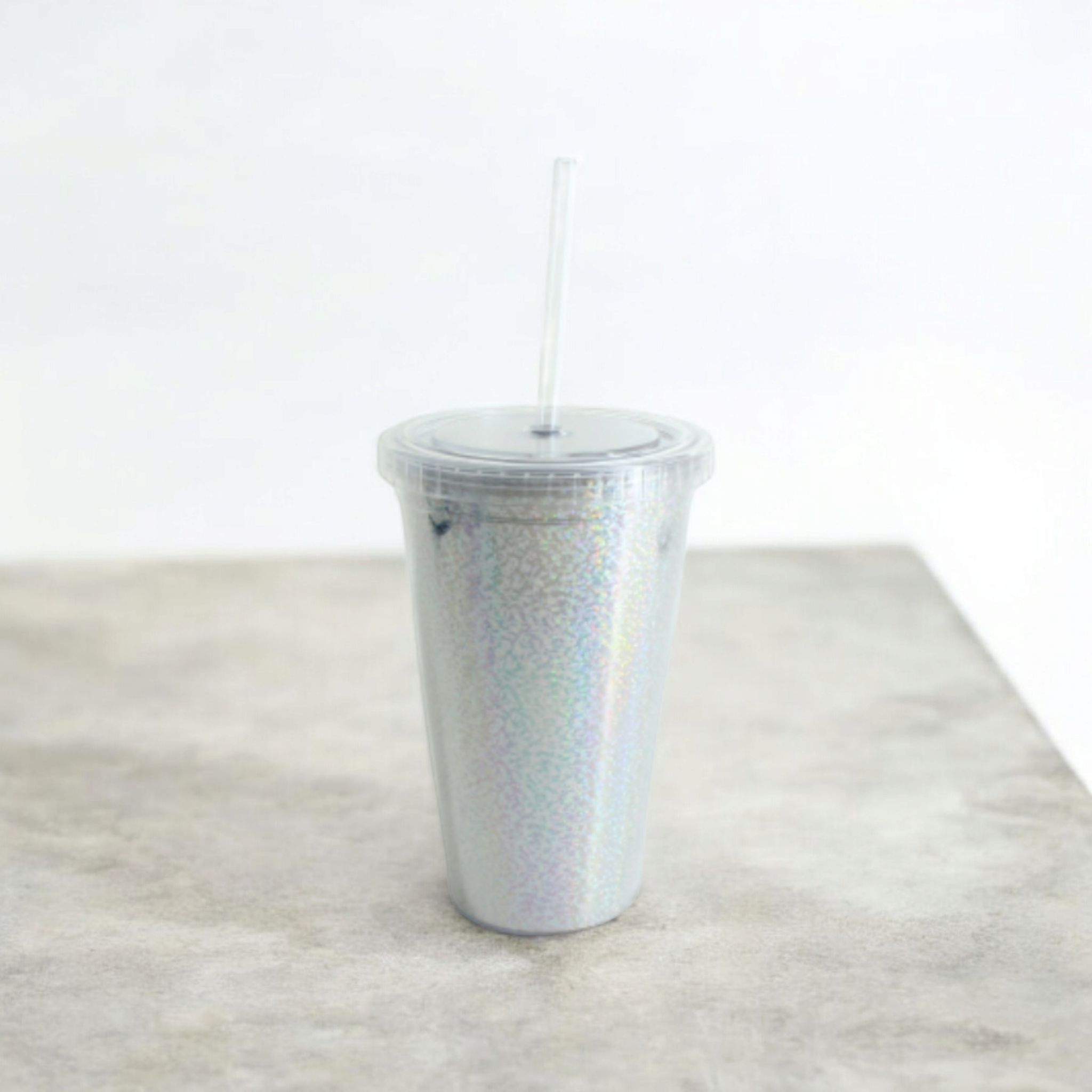 Acrylic Smoothie Tumbler 450ml with Straw and Lid Sparkle XBOT109