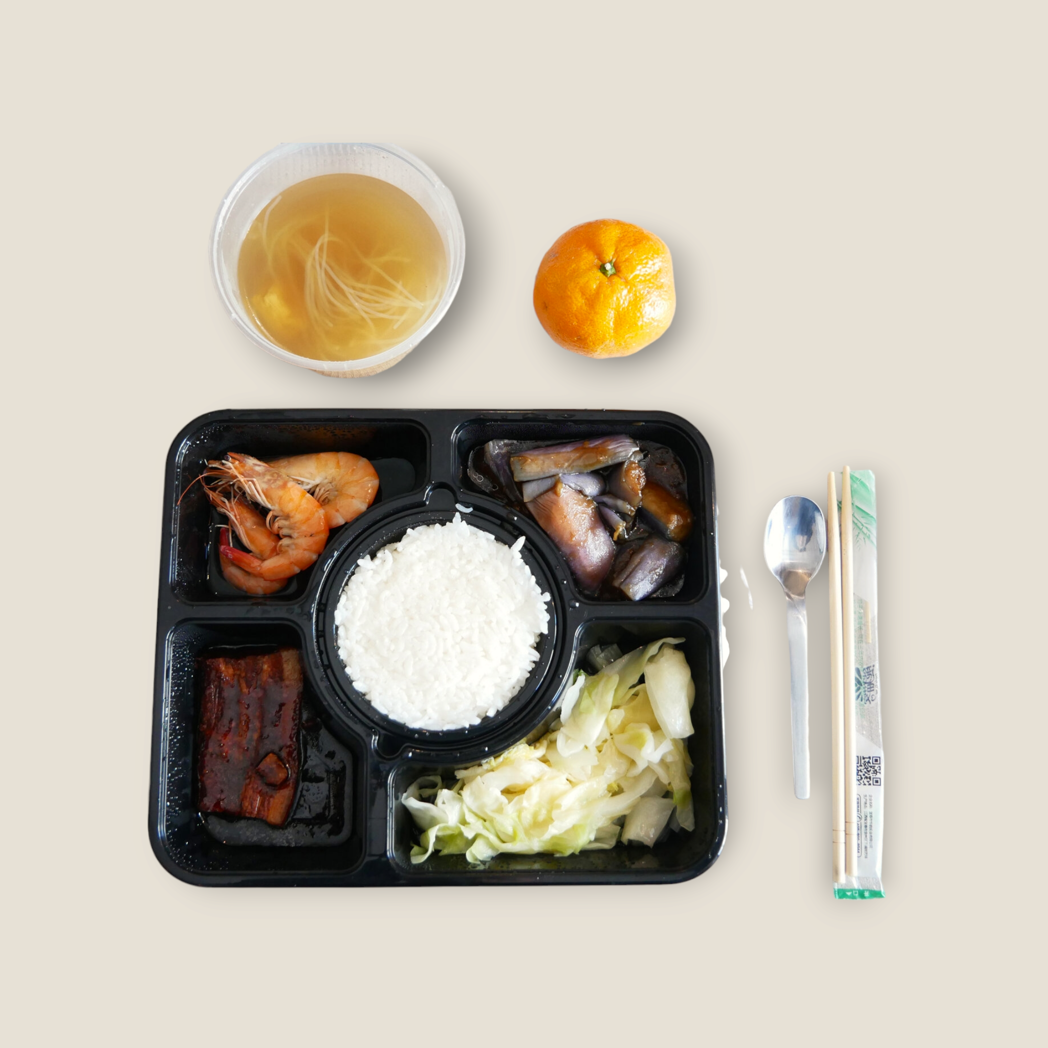 Takeaway Lunch Box 6-Division with Clear PVC Lid 26x22x5cm