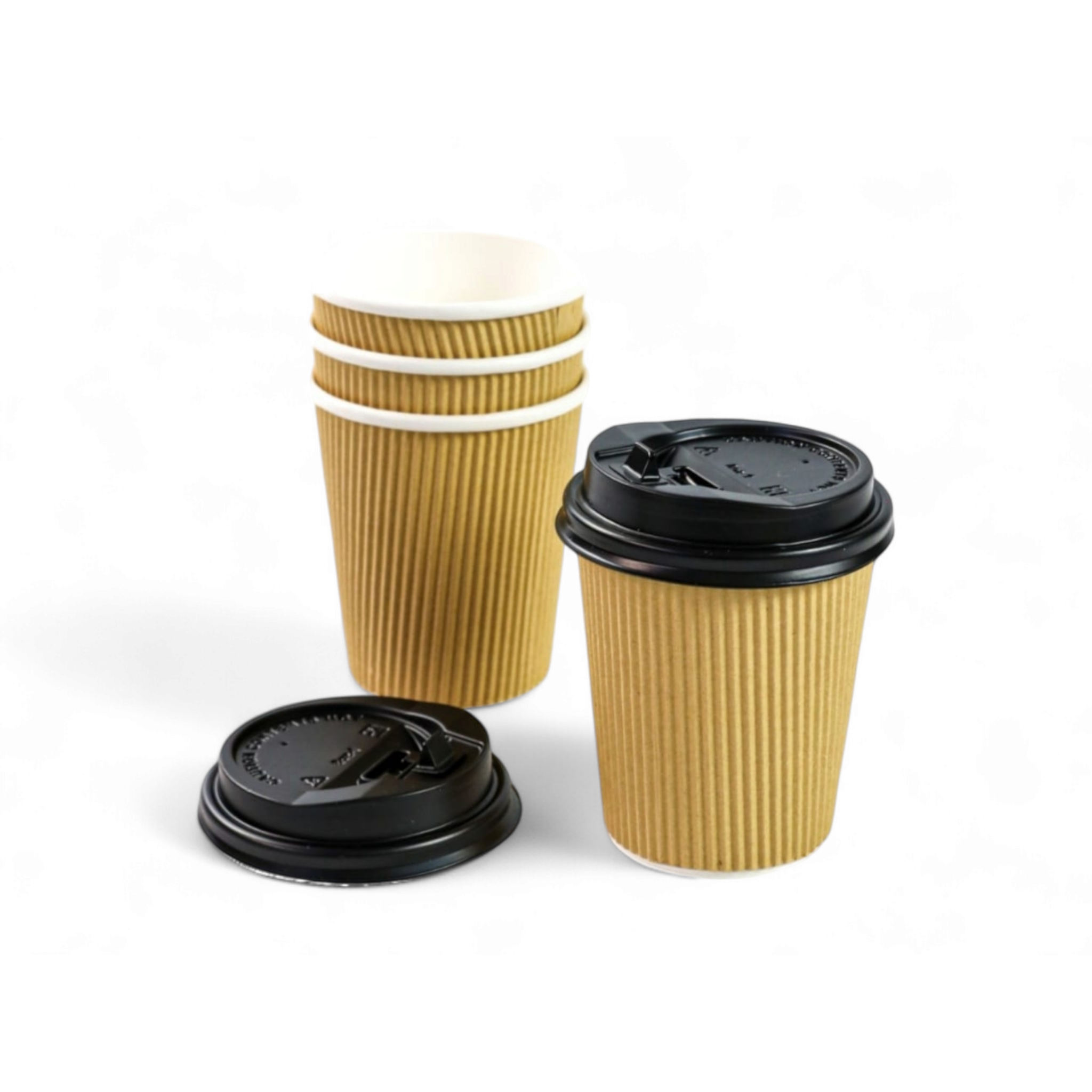 250ml Ripple Paper Coffee Cup Kraft Brown 5pack