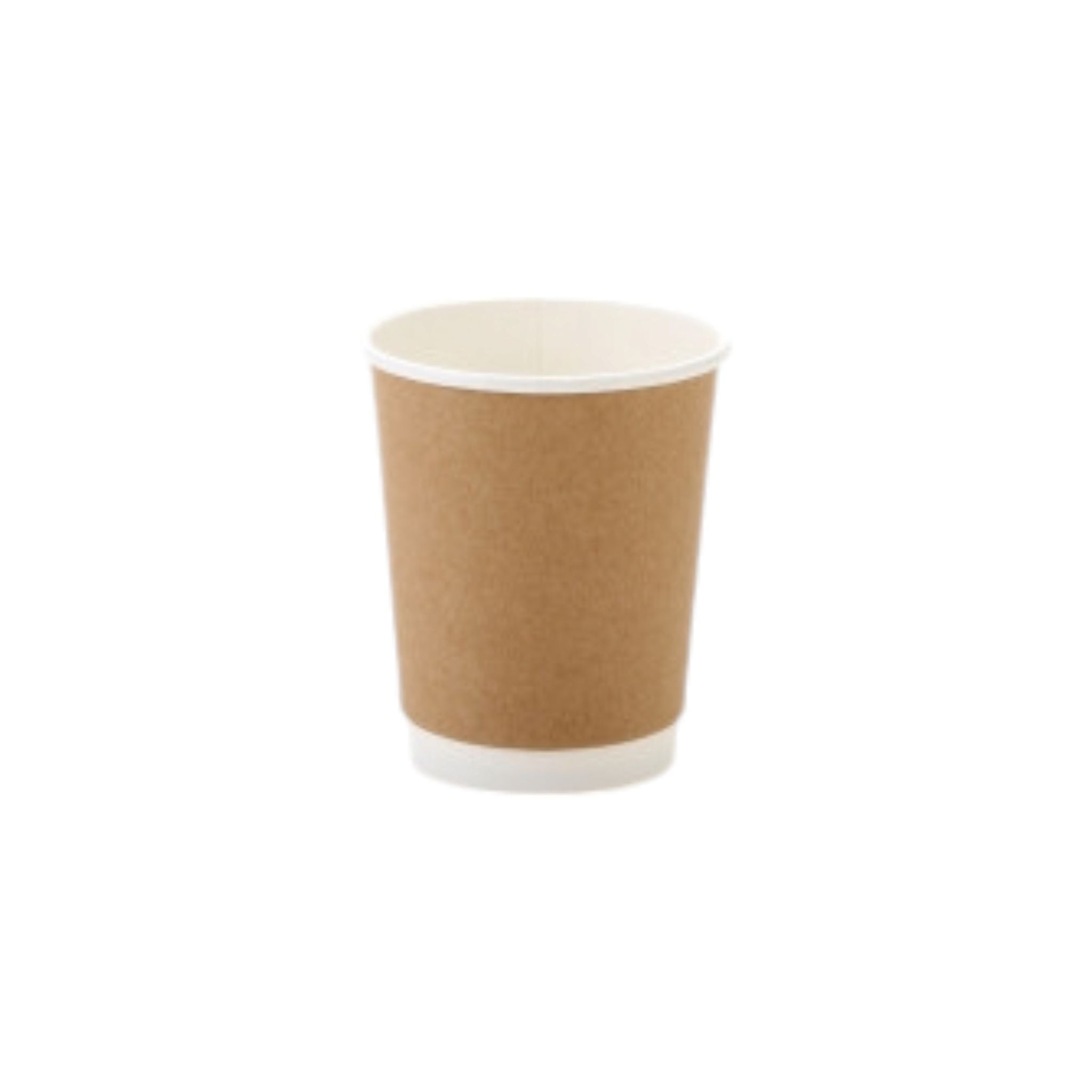 250ml Paper Coffee Cup Double Wall Kraft Brown with Black Sip Lid 5pack