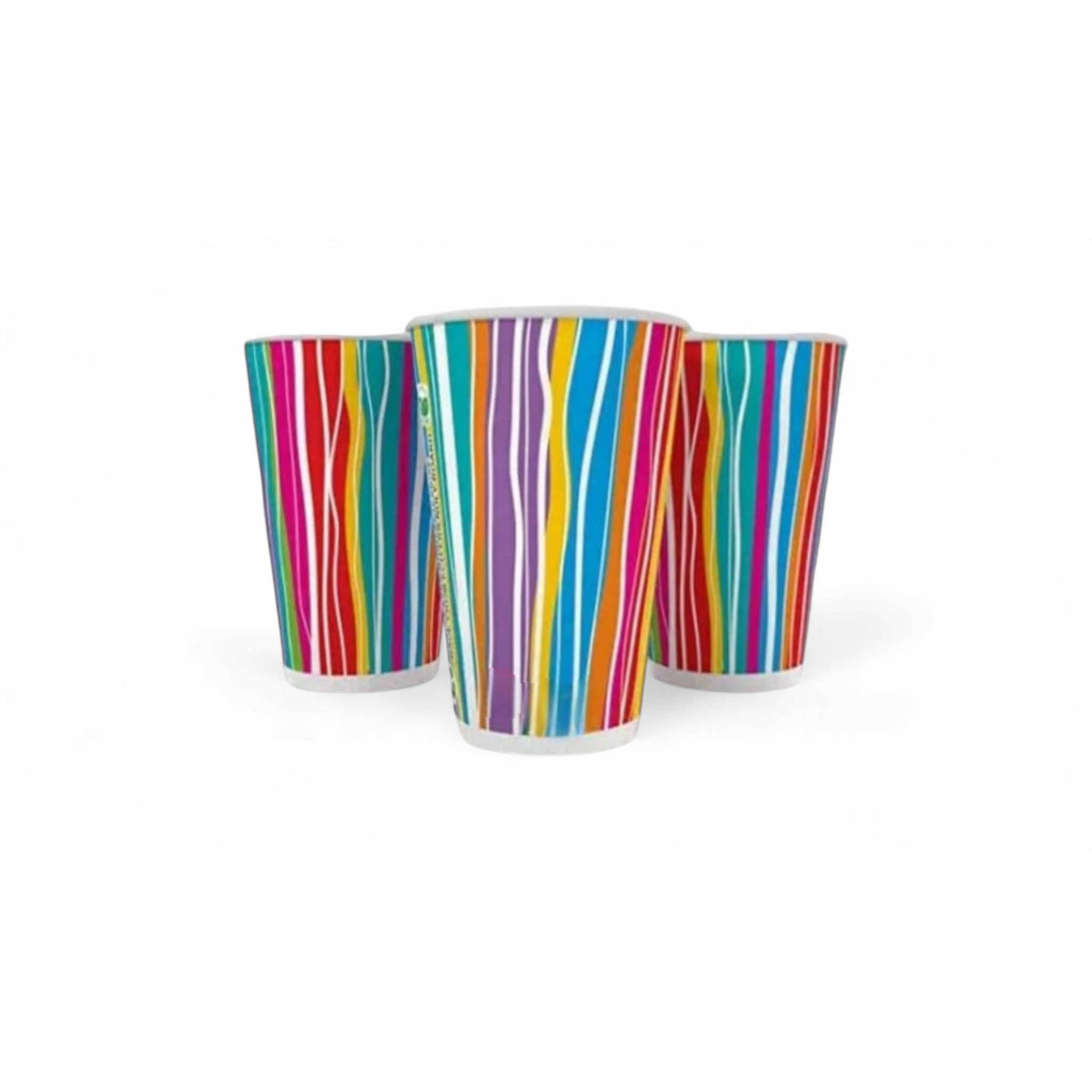 350ml Paper Coffee Cups Single Wall Colour Stripes 5pack