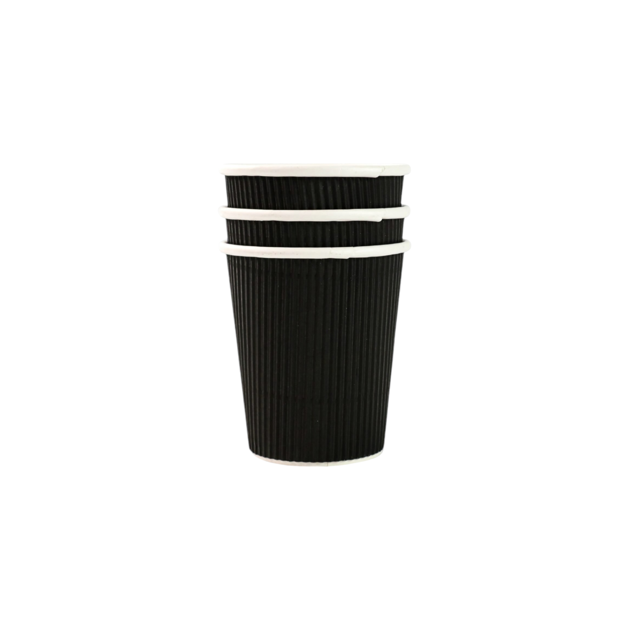 250ml Ripple Paper Coffee Cup Horizontal Black with Black Sip Lid 10pack