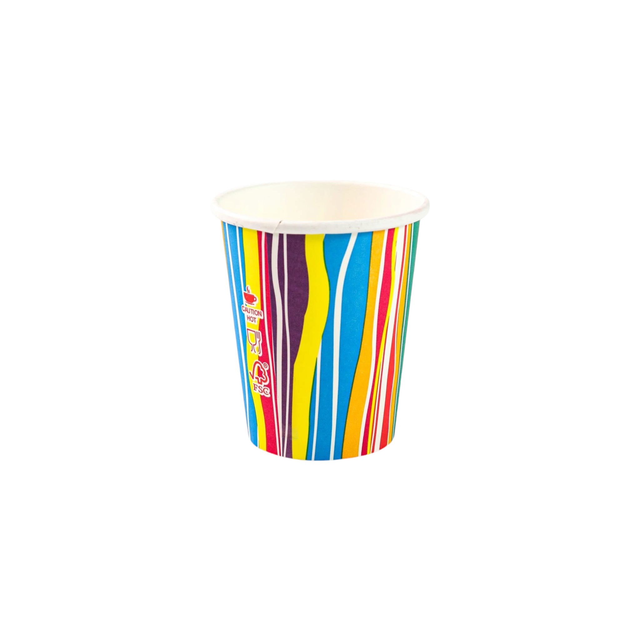 350ml Paper Coffee Cups Single Wall Colour Stripes 5pack