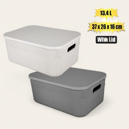 Multipurpose Plastic Storage Box Shell Design with Lid 13L