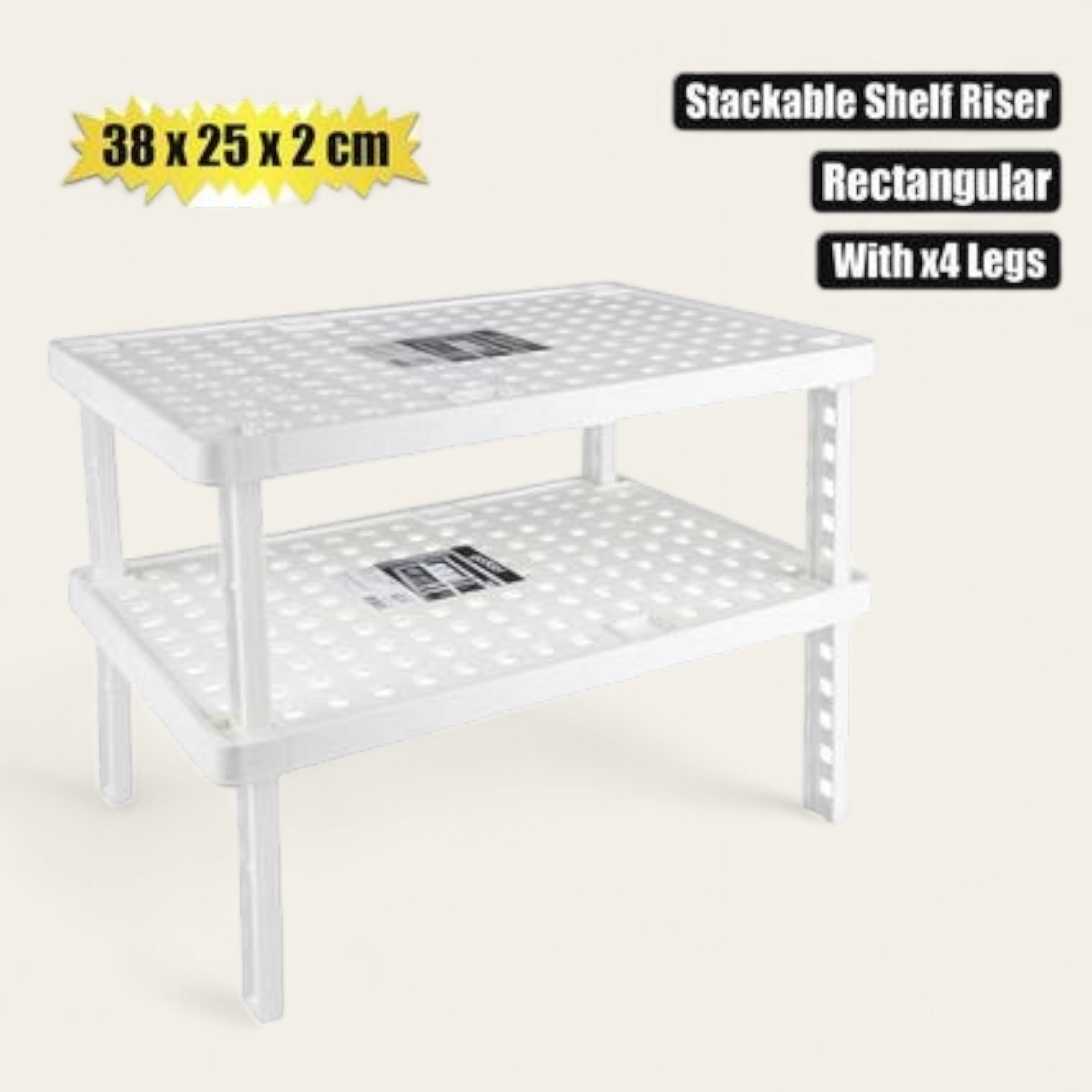 Shelf Riser Rectangle with Legs 38x25x2cm