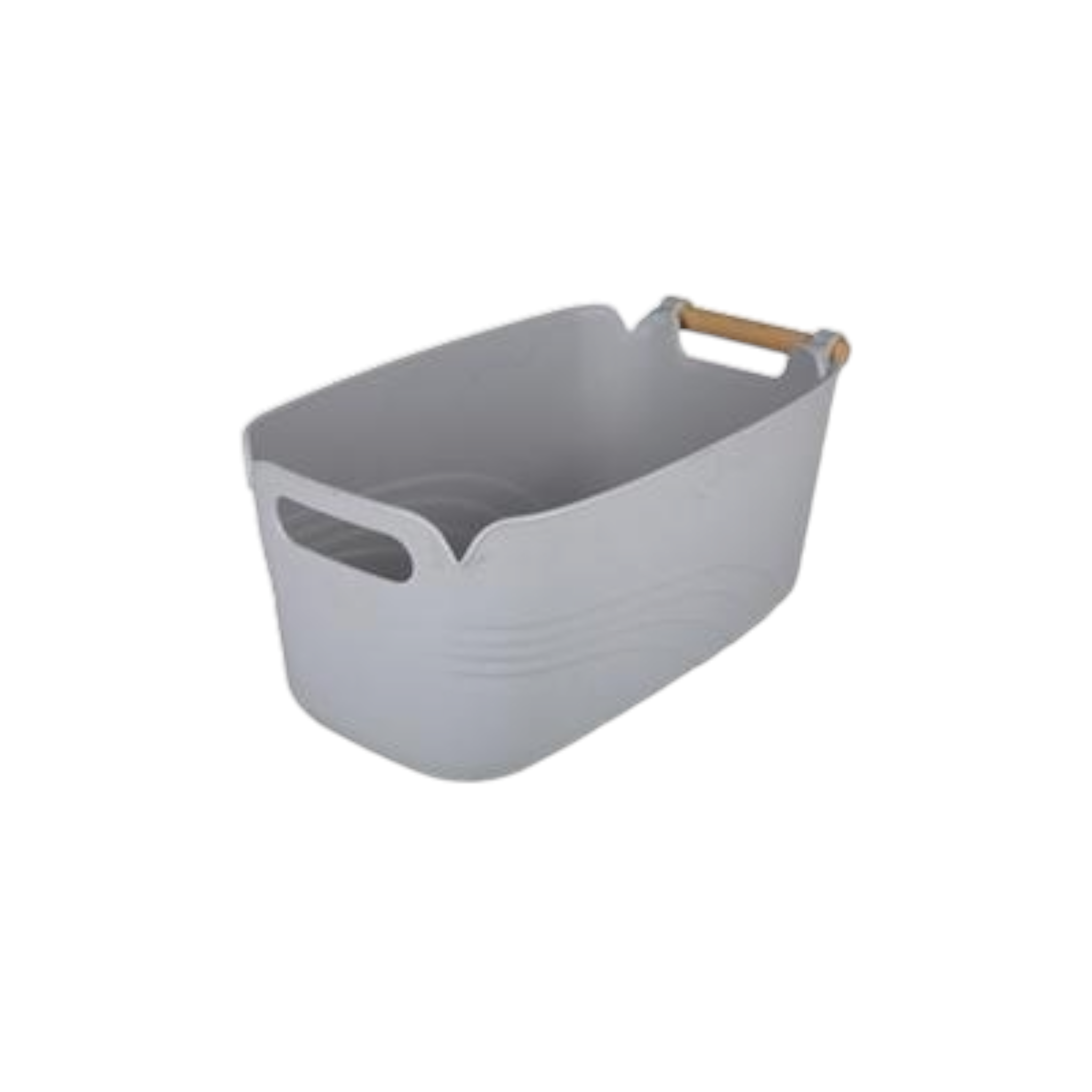 Retro Plastic Storage Basket 10L 33x18x15cm with Wooden Carry Handle