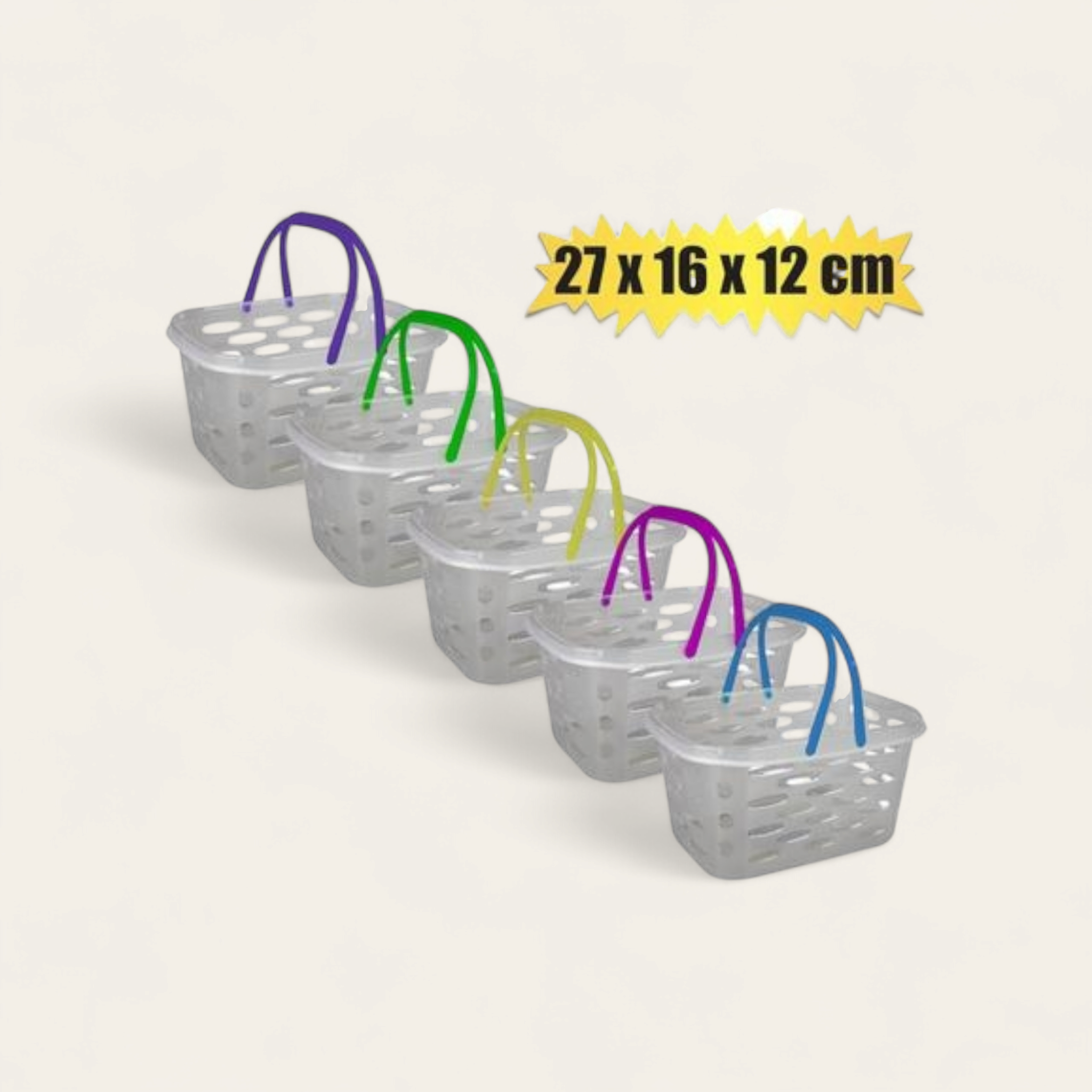 Mini Shopping Carry Basket with Color Handle  Plastic 27x16x12cm