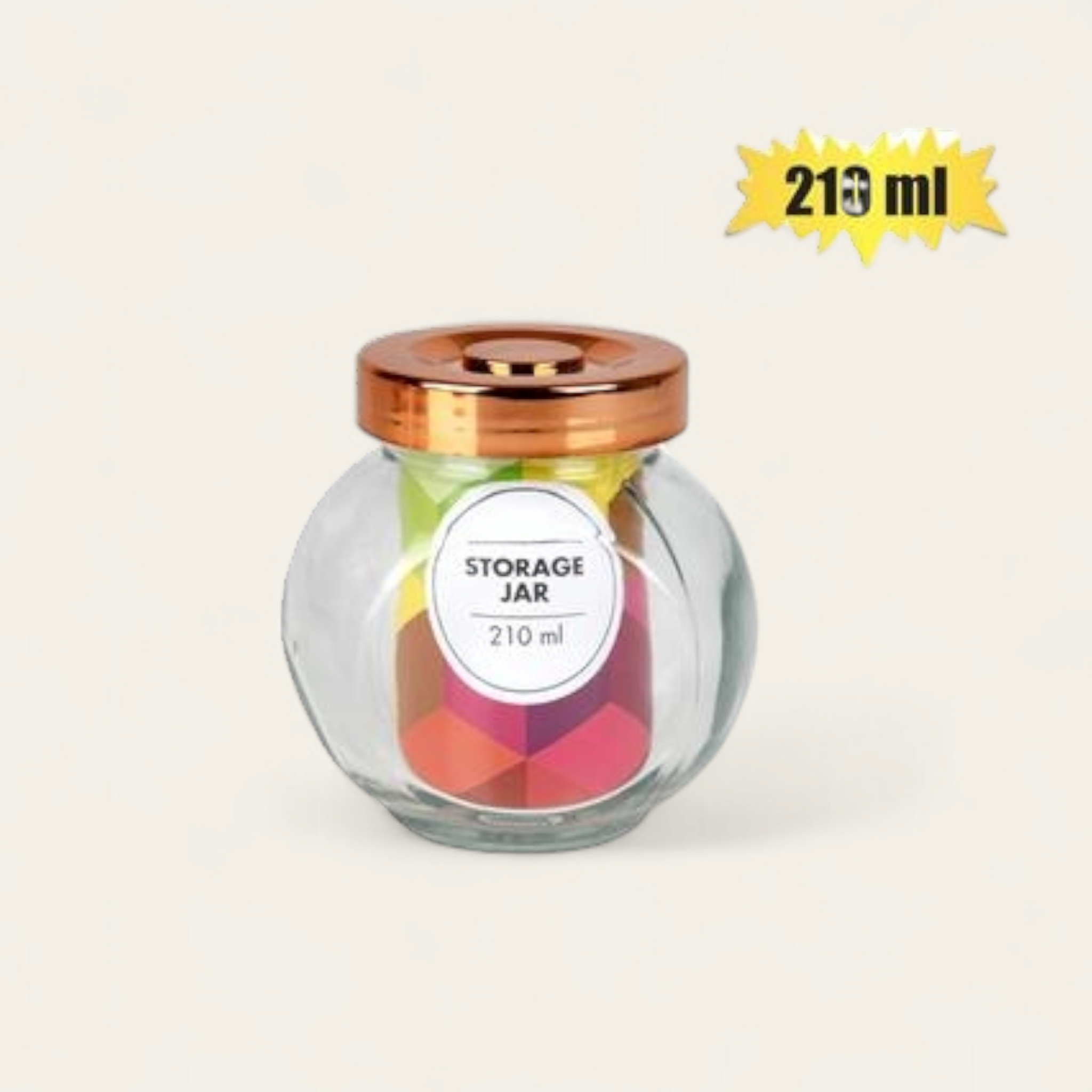 Glass Storage Jar Round with Lid 210ml