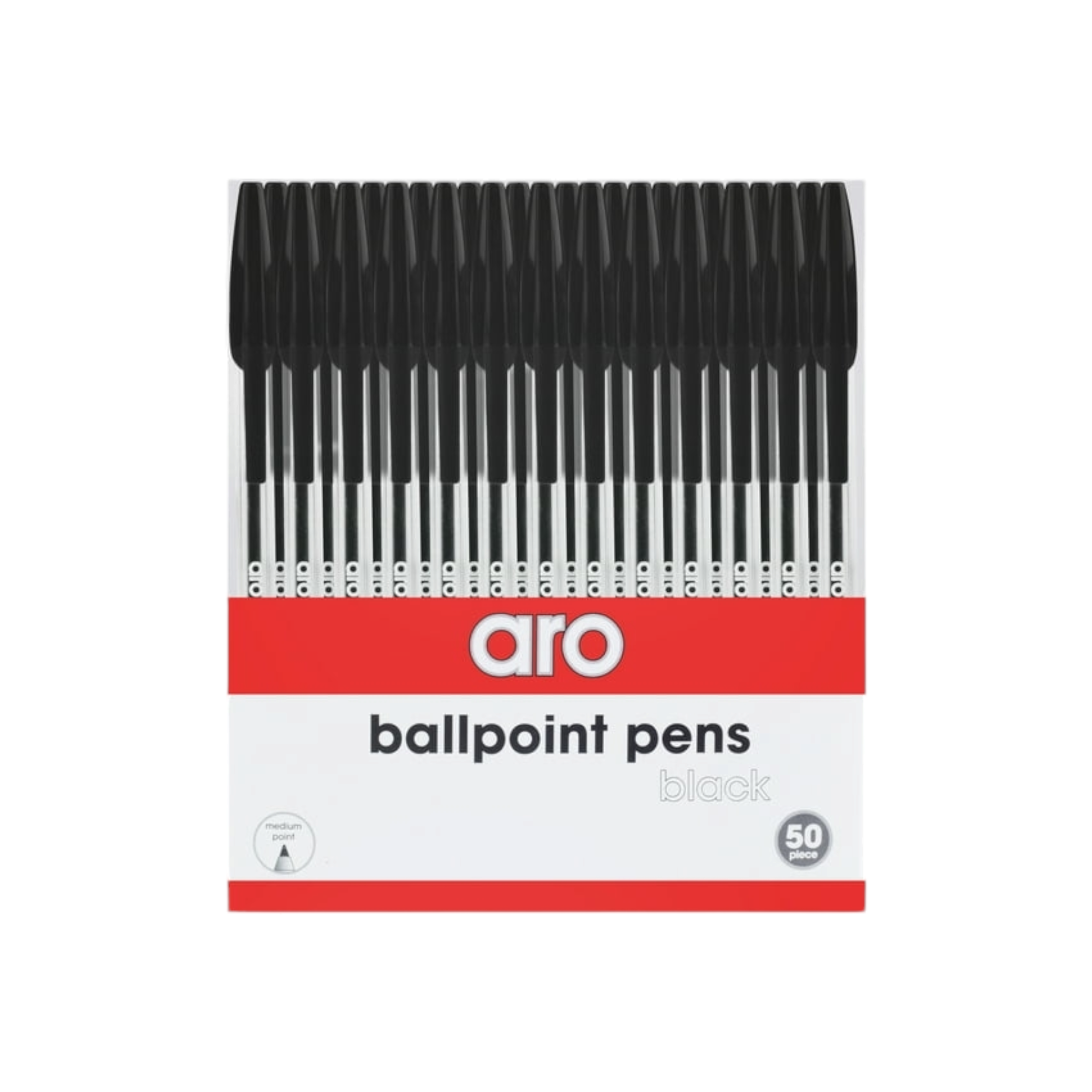 Aro Ballpoint Pens Black 50pack