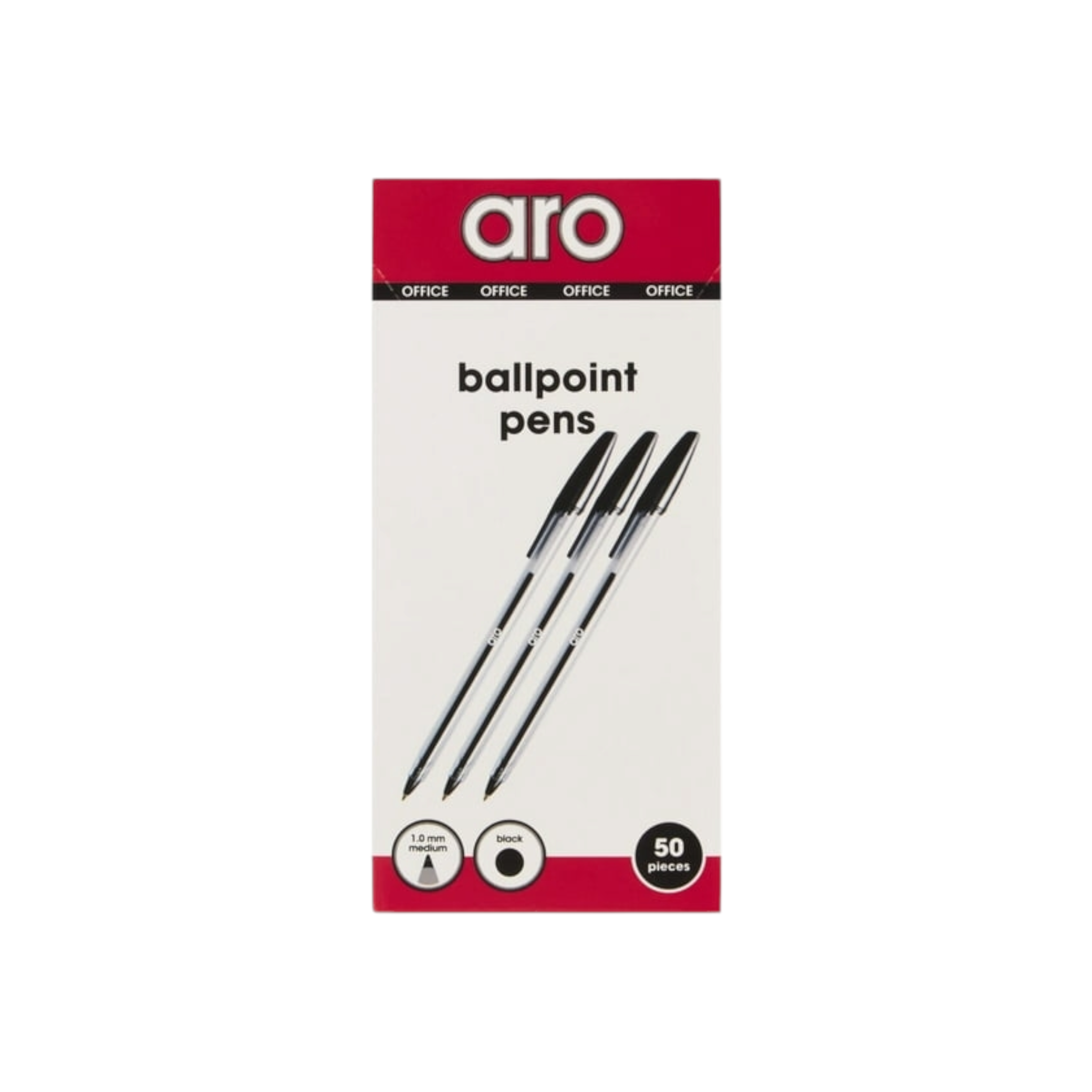 Aro Ballpoint Pens Black 50pack