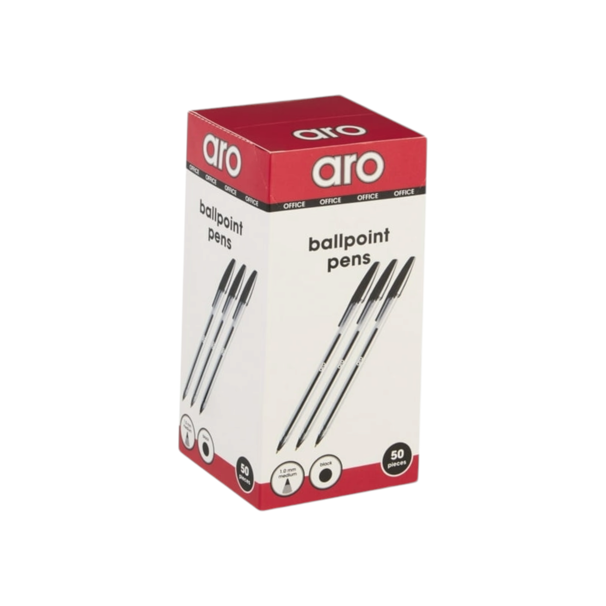 Aro Ballpoint Pens Black 50pack