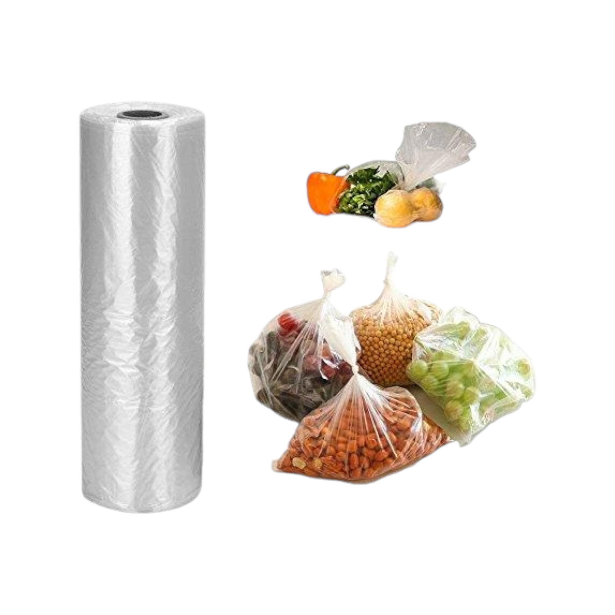 Plastic Fruit & Vegetable Bags on Roll 30x40cm Polyethene Food Packing Bag