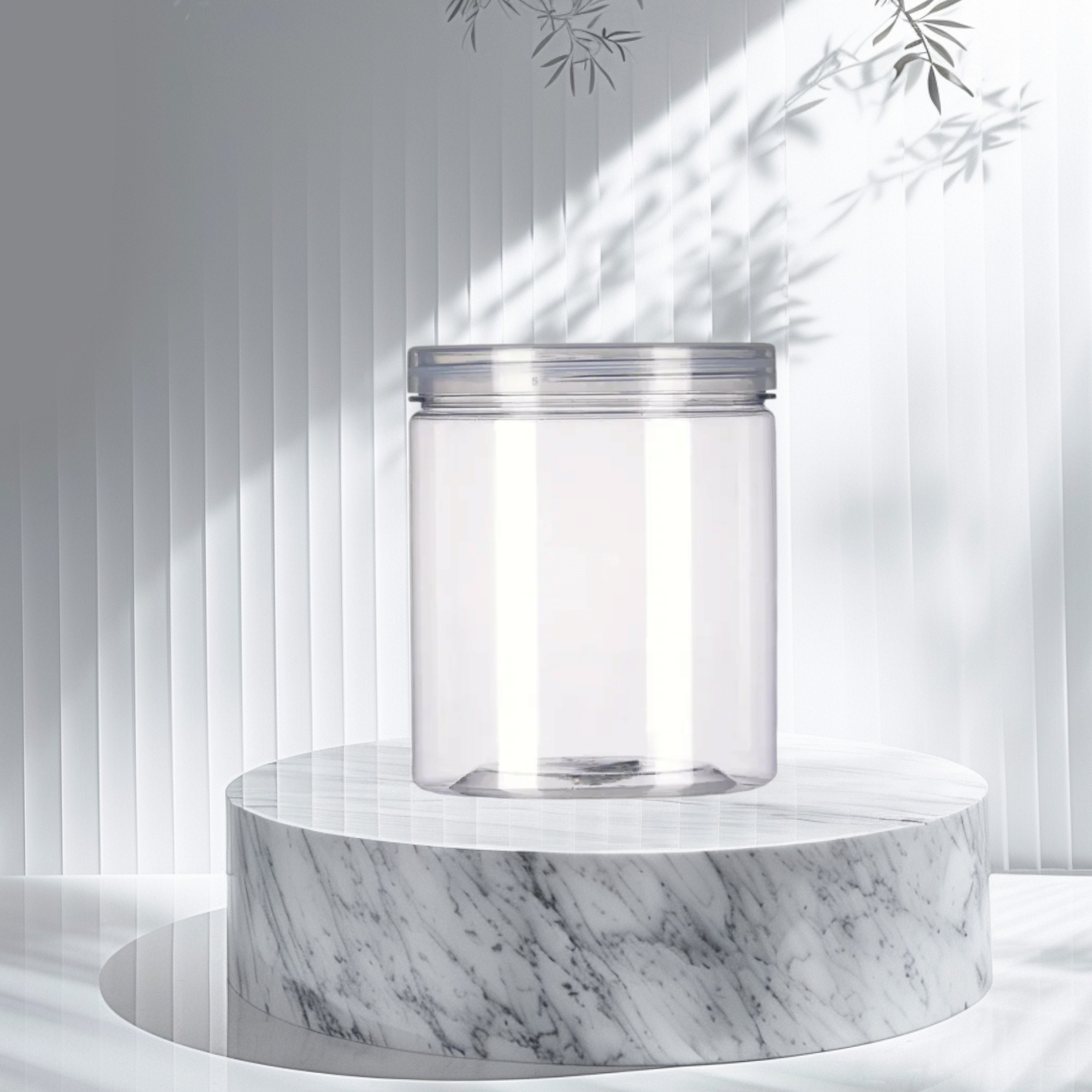 400ml PET Plastic Jar with Lid Crystal Clear 8.5x8.5cm