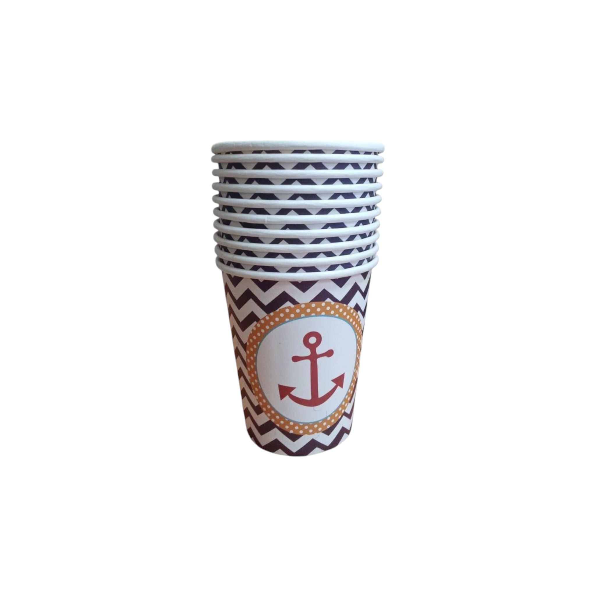 Disposable Party Paper Cups Sea Anchor Theme 10pack