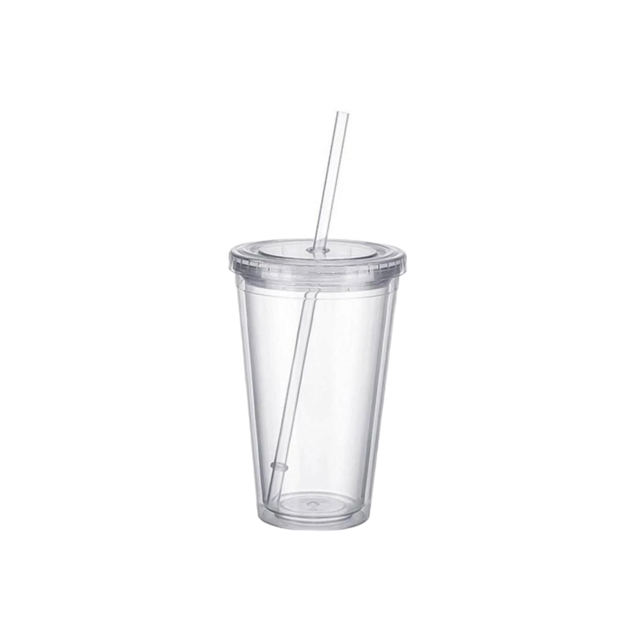 450ml Acrylic Tumbler Double Wall Insulated Cup with Straw